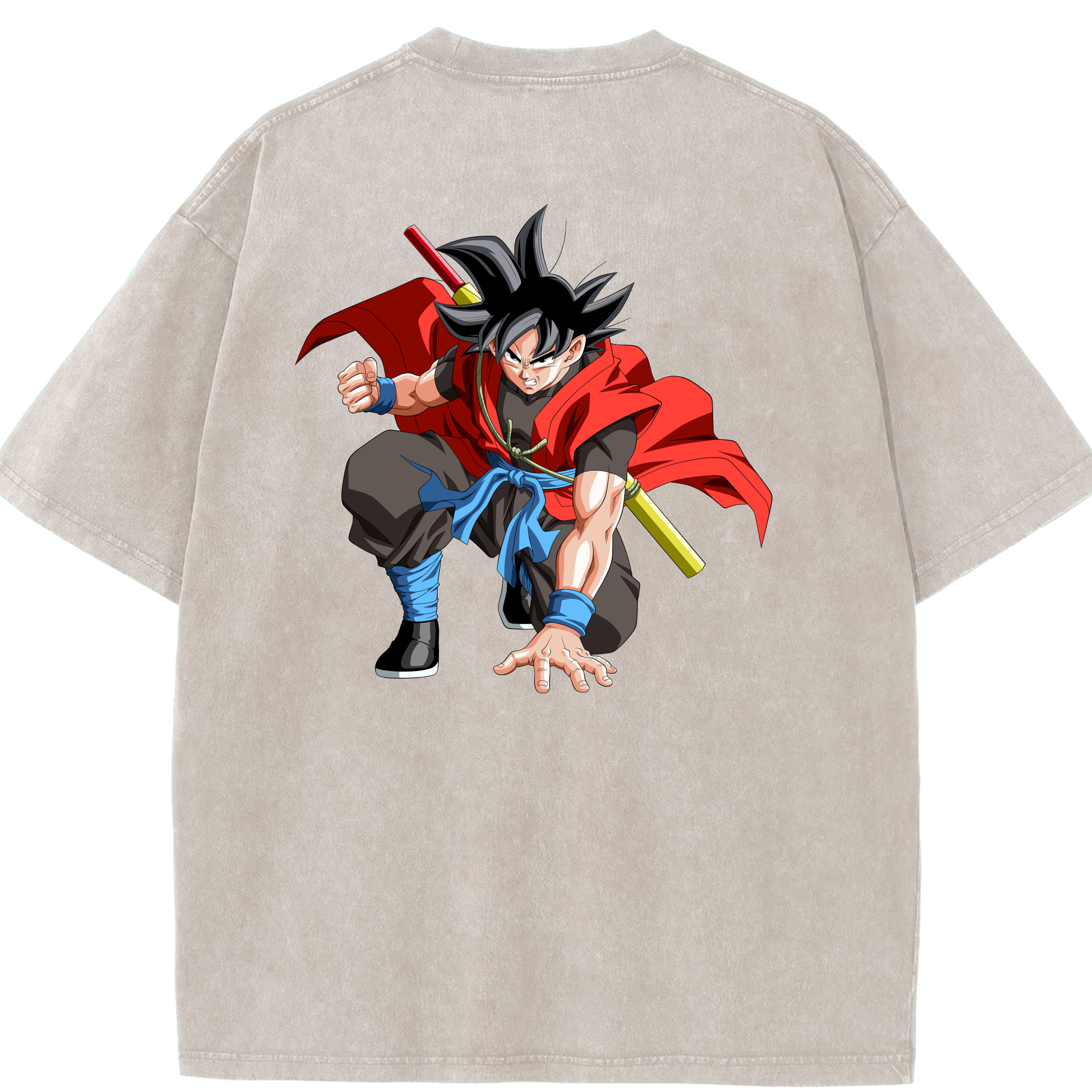 （画像用） ドラゴンボール 孫悟空（そん ごくう）Son Goku カカロット DRAGON BALL Kakarotto 綿100% ヴィンテージ風 半袖Tシャツ（背面プリント）