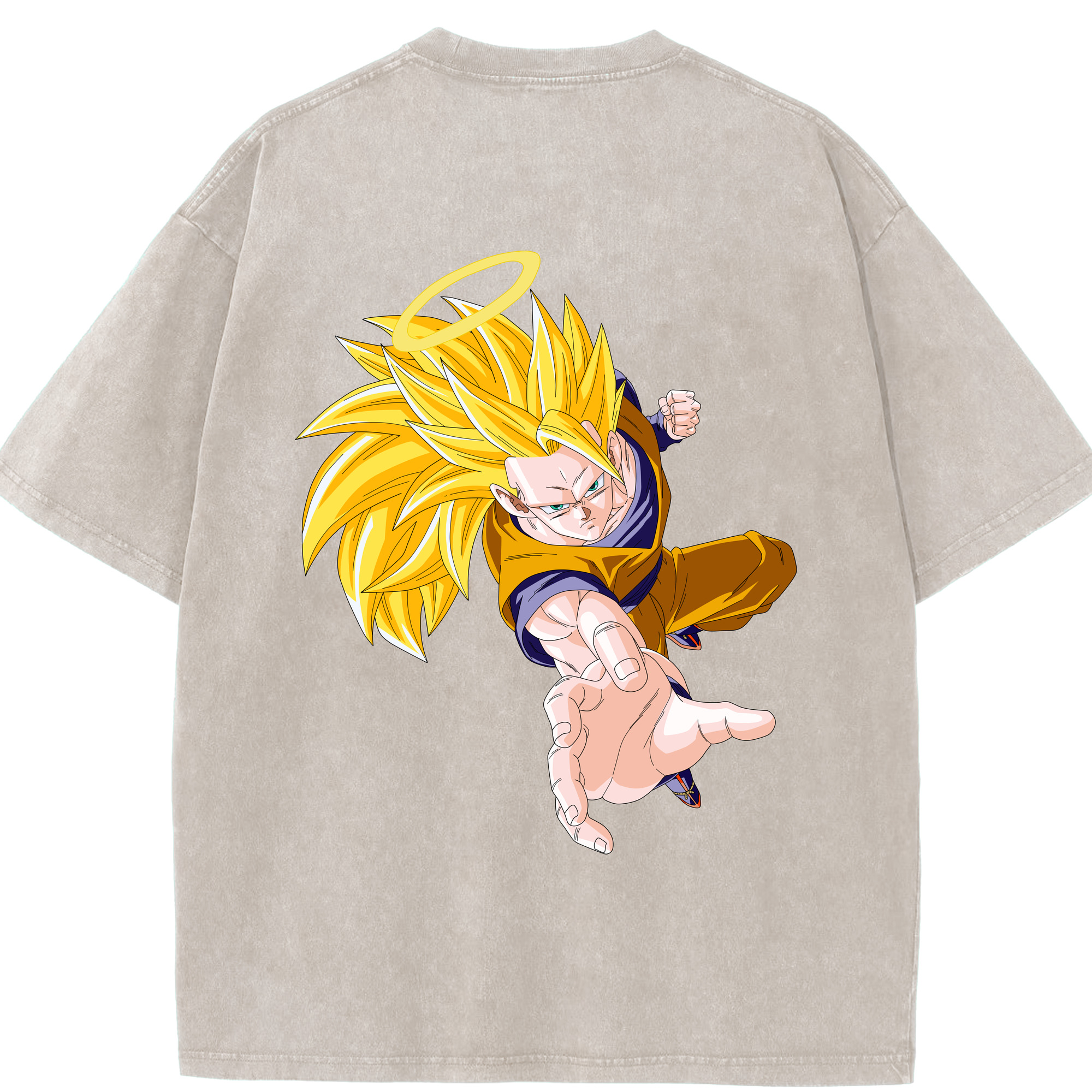 （画像用） ドラゴンボール 孫悟空（そん ごくう）Son Goku カカロット DRAGON BALL Kakarotto 綿100% ヴィンテージ風 半袖Tシャツ（背面プリント）