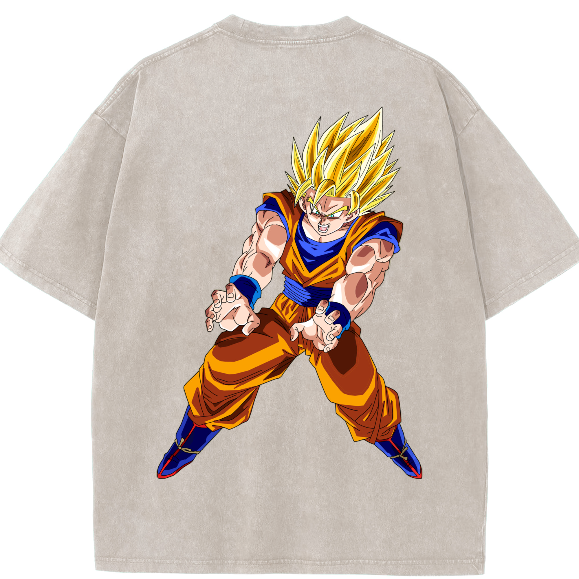 （画像用） ドラゴンボール 孫悟空（そん ごくう）Son Goku カカロット DRAGON BALL Kakarotto 綿100% ヴィンテージ風 半袖Tシャツ（背面プリント）