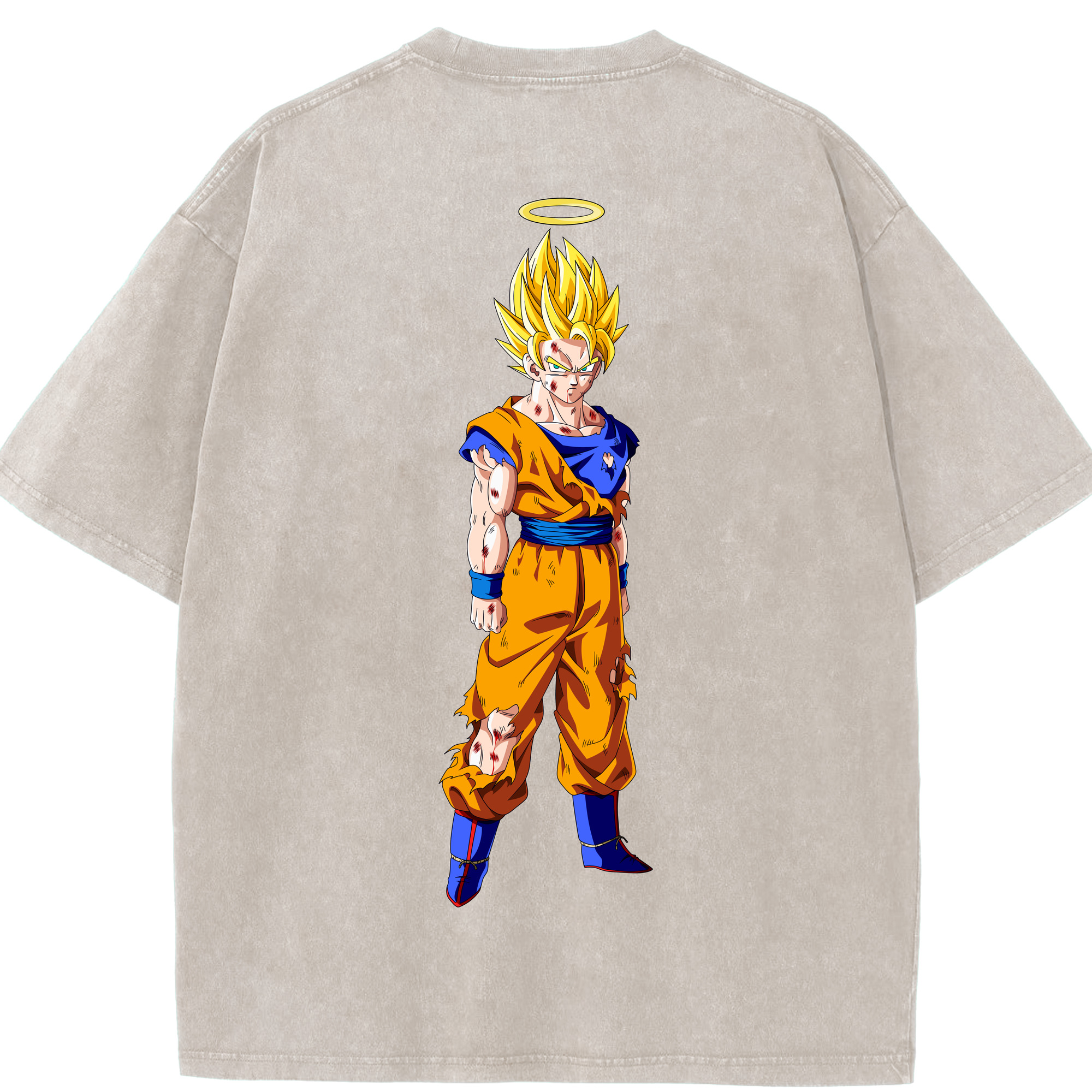 （画像用） ドラゴンボール 孫悟空（そん ごくう）Son Goku カカロット DRAGON BALL Kakarotto 綿100% ヴィンテージ風 半袖Tシャツ（背面プリント）