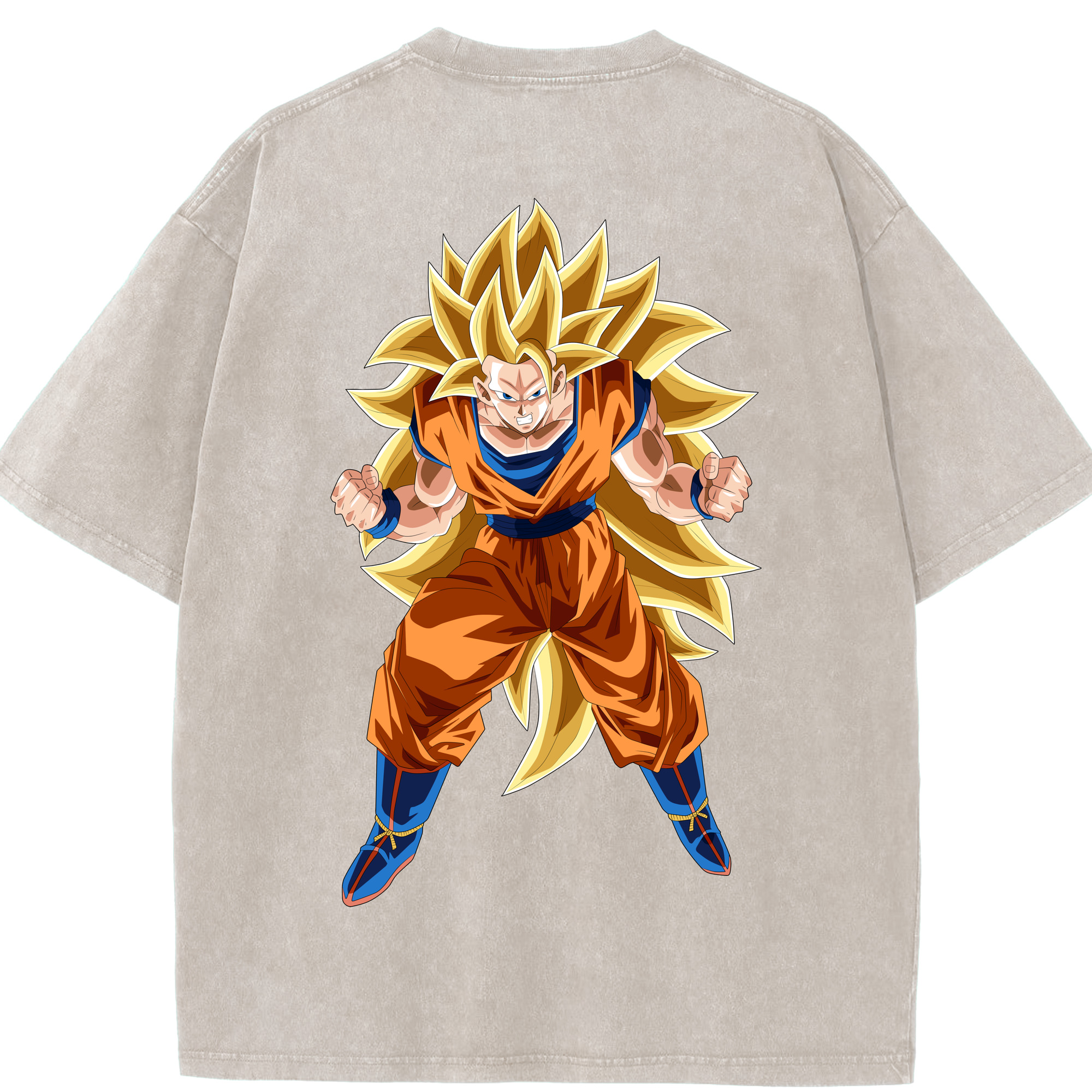 （画像用） ドラゴンボール 孫悟空（そん ごくう）Son Goku カカロット DRAGON BALL Kakarotto 綿100% ヴィンテージ風 半袖Tシャツ（背面プリント）