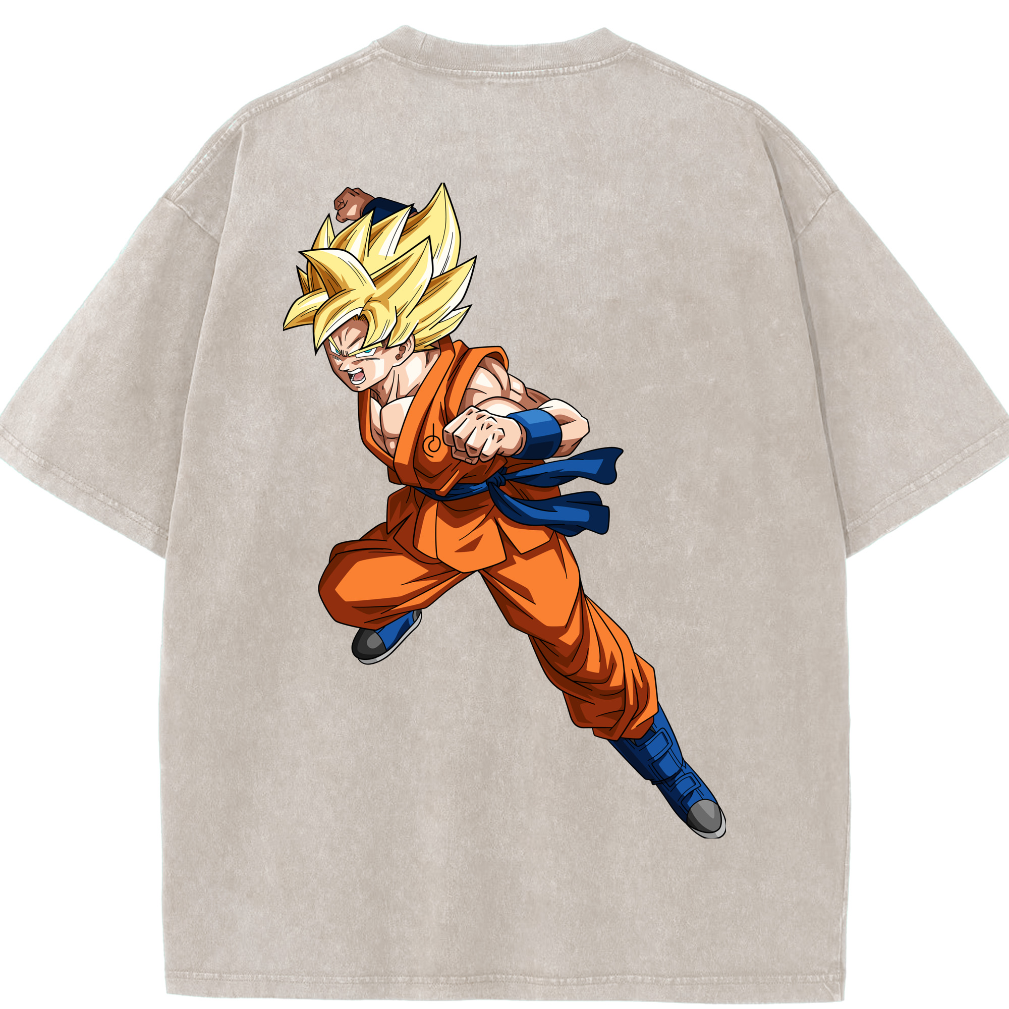 （画像用） ドラゴンボール 孫悟空（そん ごくう）Son Goku カカロット DRAGON BALL Kakarotto 綿100% ヴィンテージ風 半袖Tシャツ（背面プリント）