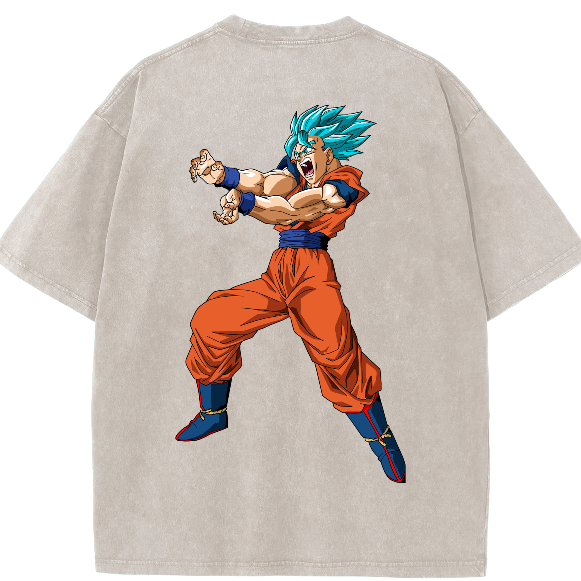 （画像用） ドラゴンボール 孫悟空（そん ごくう）Son Goku カカロット DRAGON BALL Kakarotto 綿100% ヴィンテージ風 半袖Tシャツ（背面プリント）