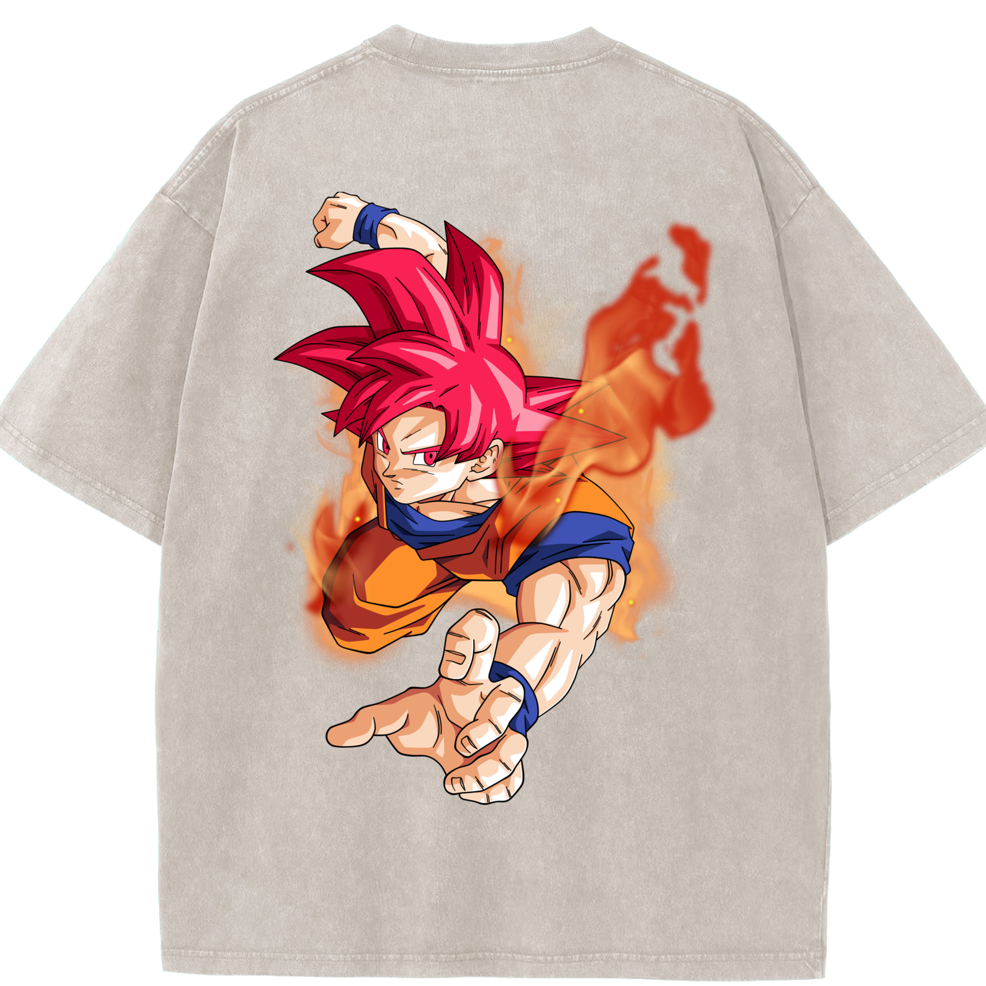 （画像用） ドラゴンボール 孫悟空（そん ごくう）Son Goku カカロット DRAGON BALL Kakarotto 綿100% ヴィンテージ風 半袖Tシャツ（背面プリント）