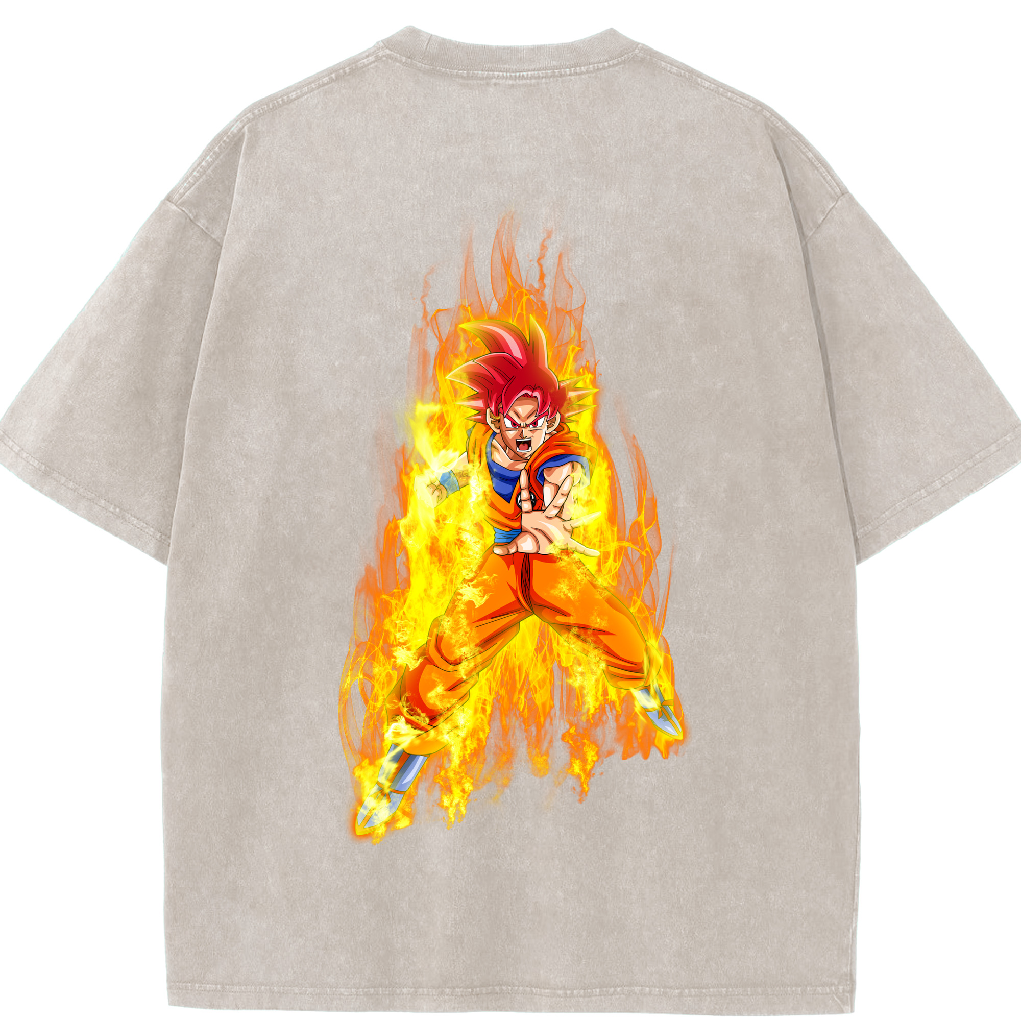 （画像用） ドラゴンボール 孫悟空（そん ごくう）Son Goku カカロット DRAGON BALL Kakarotto 綿100% ヴィンテージ風 半袖Tシャツ（背面プリント）