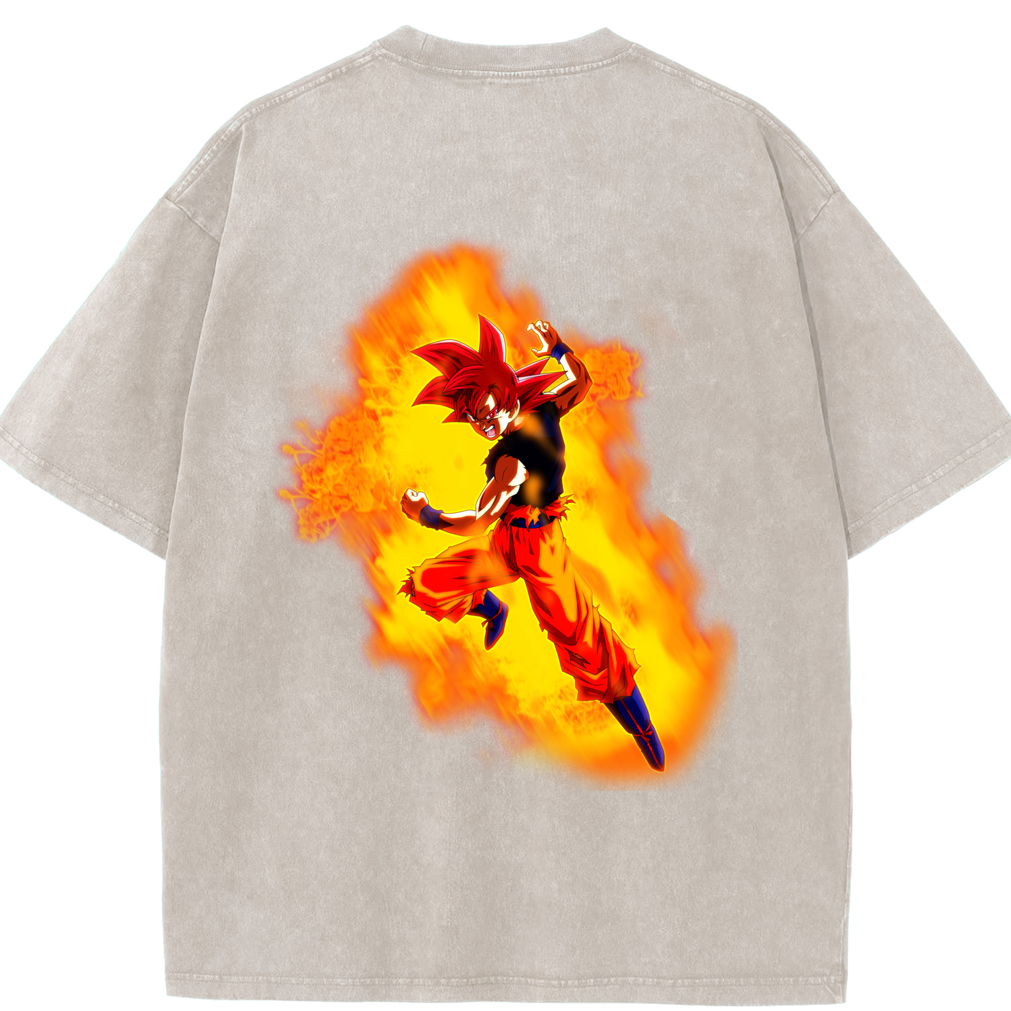 （画像用） ドラゴンボール 孫悟空（そん ごくう）Son Goku カカロット DRAGON BALL Kakarotto 綿100% ヴィンテージ風 半袖Tシャツ（背面プリント）