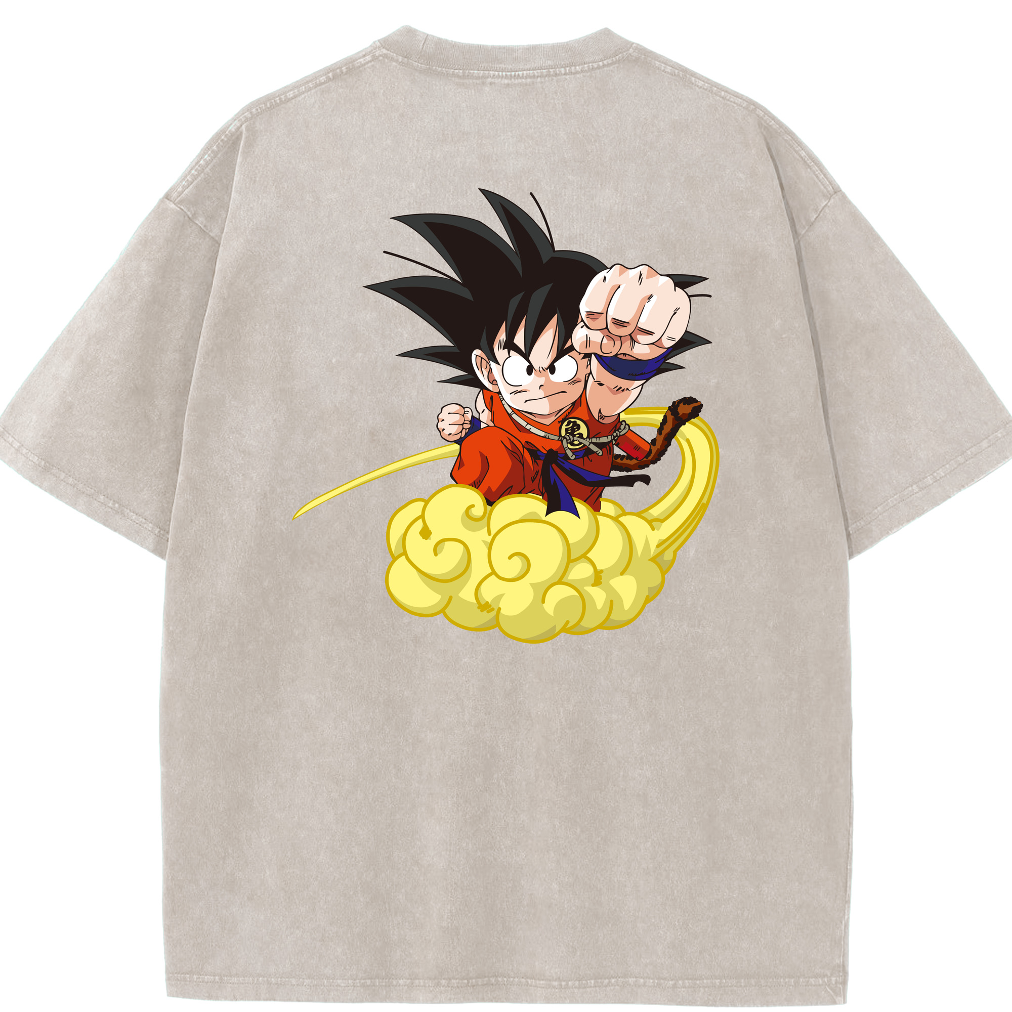 （画像用） ドラゴンボール 孫悟空（そん ごくう）Son Goku カカロット DRAGON BALL Kakarotto 綿100% ヴィンテージ風 半袖Tシャツ（背面プリント）