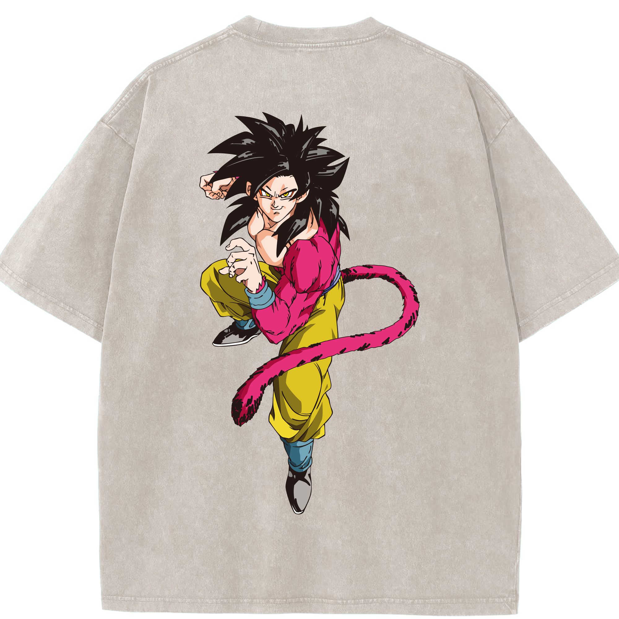（画像用） ドラゴンボール 孫悟空（そん ごくう）Son Goku カカロット DRAGON BALL Kakarotto 綿100% ヴィンテージ風 半袖Tシャツ（背面プリント）