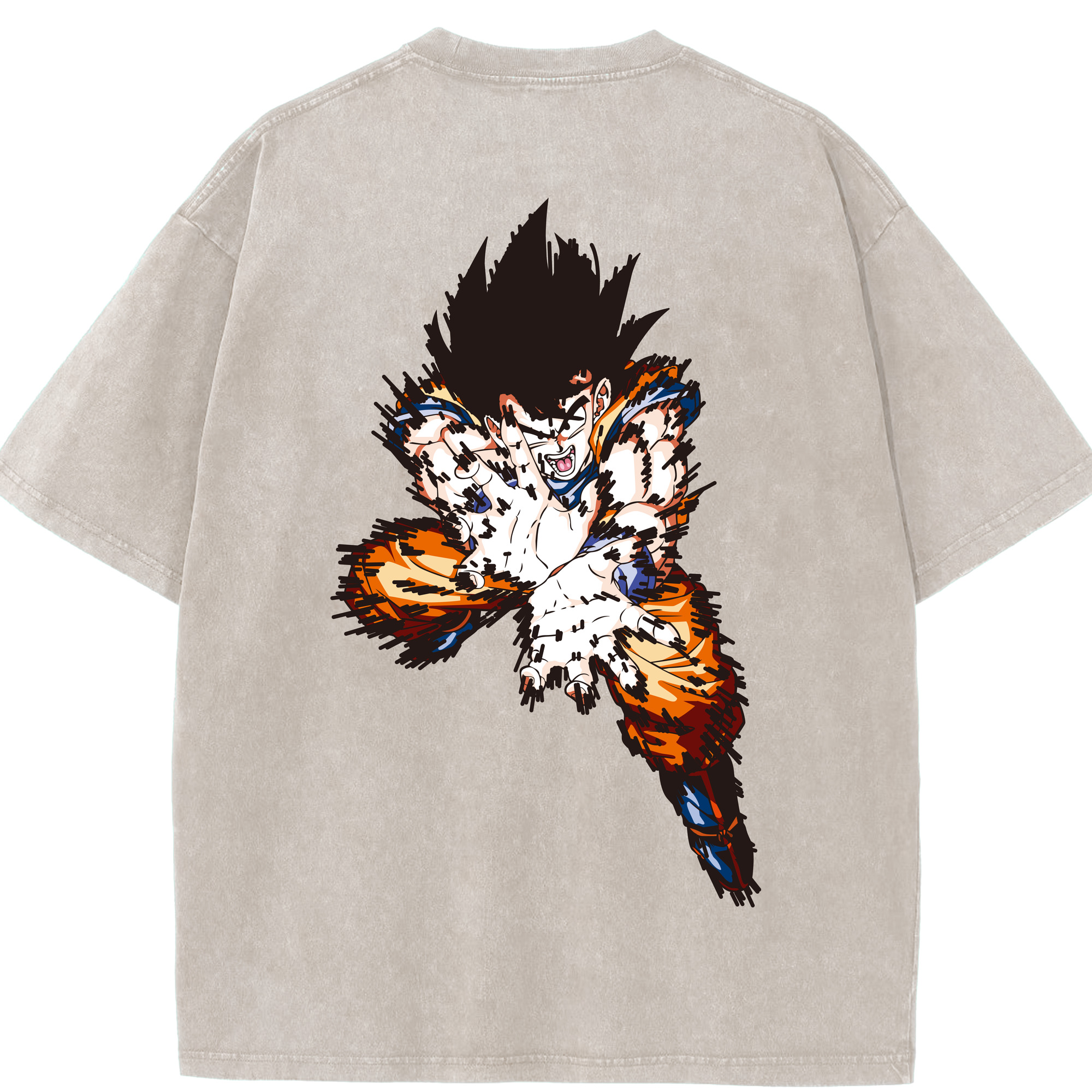 （画像用） ドラゴンボール 孫悟空（そん ごくう）Son Goku カカロット DRAGON BALL Kakarotto 綿100% ヴィンテージ風 半袖Tシャツ（背面プリント）