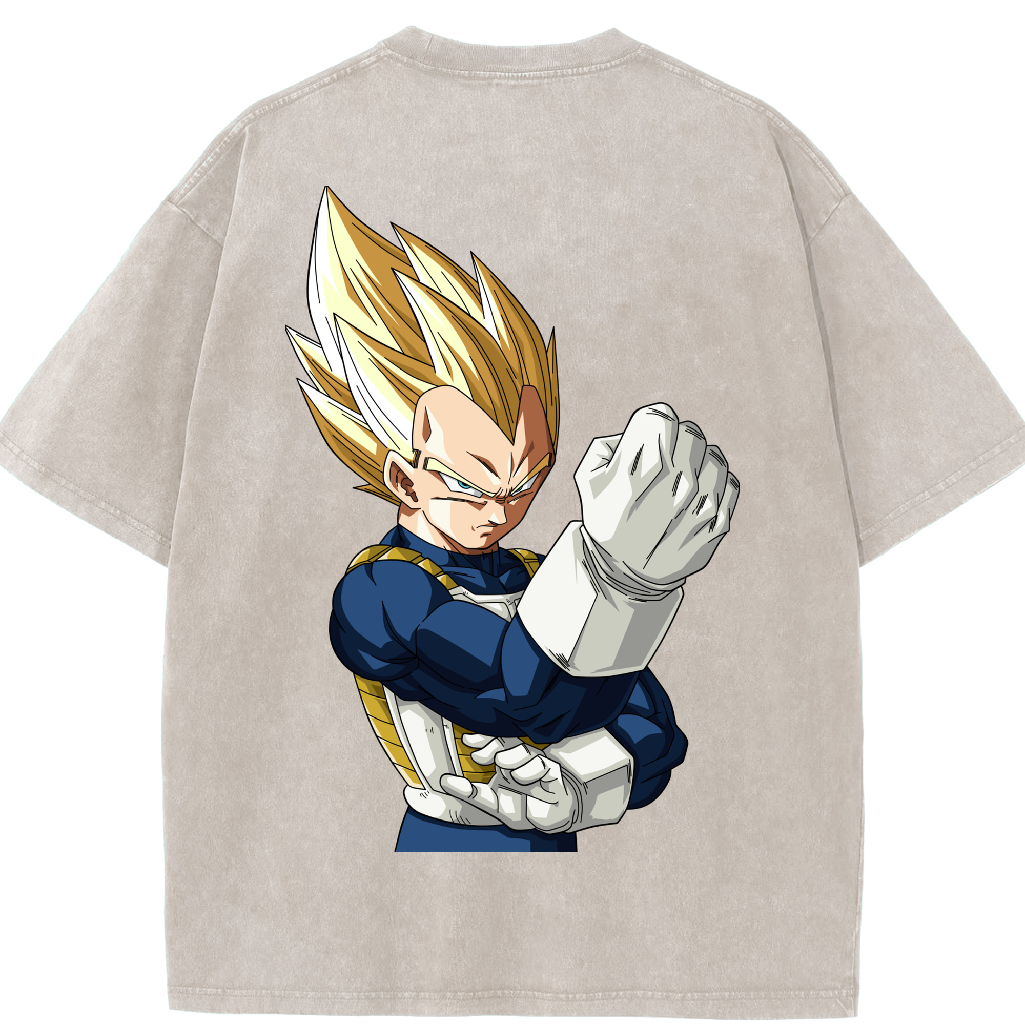 （画像用） ドラゴンボール ベジータ四世（Bejīta Yonsei）DRAGON BALL Vegeta IV 綿100% ヴィンテージ風 半袖Tシャツ（背面プリント）
