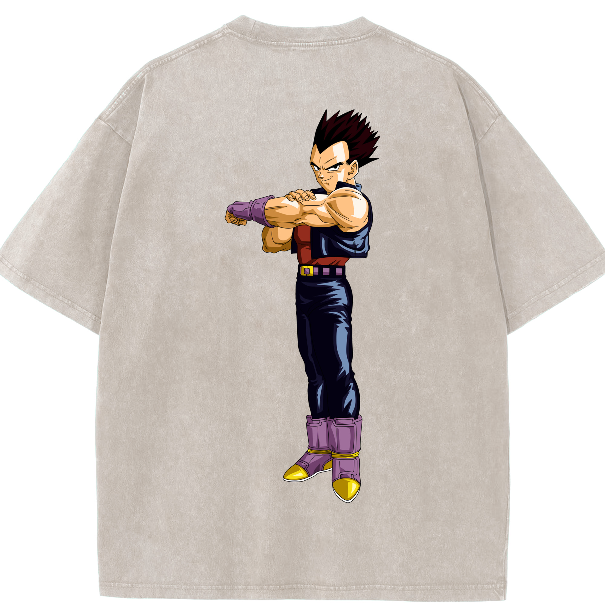 （画像用） ドラゴンボール ベジータ四世（Bejīta Yonsei）DRAGON BALL Vegeta IV 綿100% ヴィンテージ風 半袖Tシャツ（背面プリント）