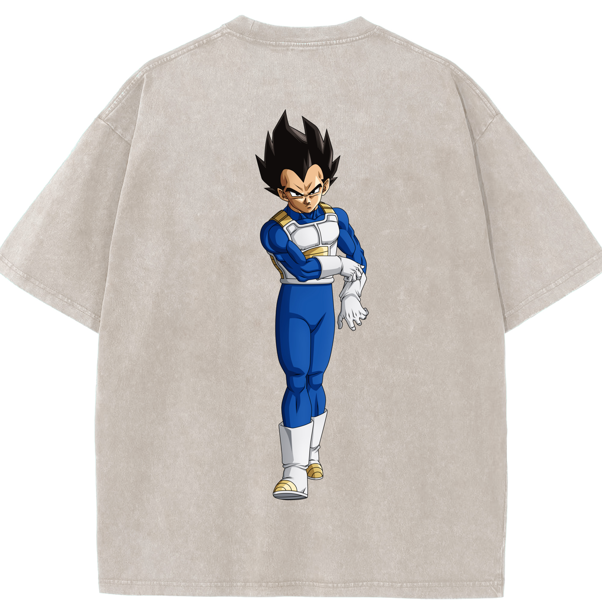 （画像用） ドラゴンボール ベジータ四世（Bejīta Yonsei）DRAGON BALL Vegeta IV 綿100% ヴィンテージ風 半袖Tシャツ（背面プリント）