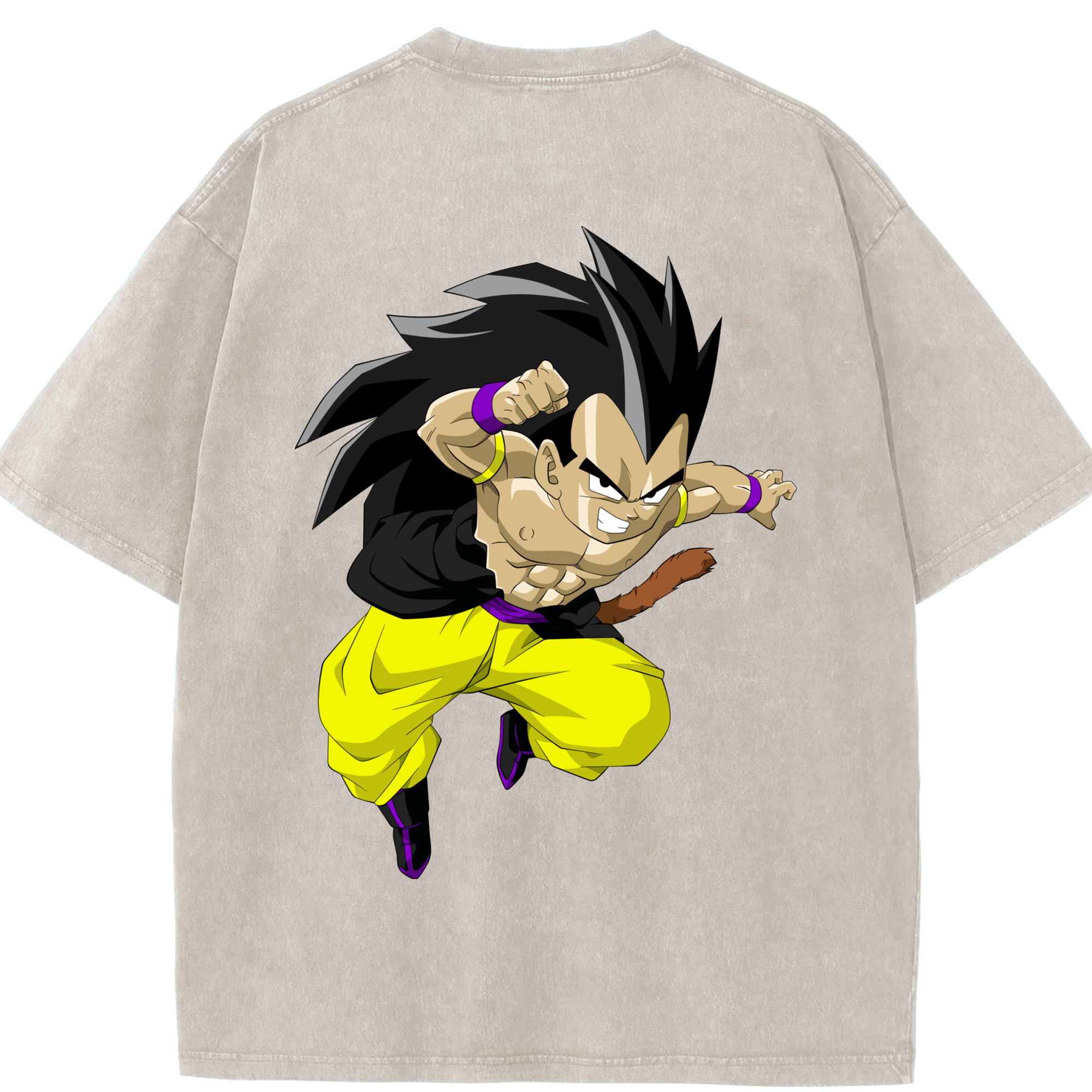（画像用） ドラゴンボール ベジータ四世（Bejīta Yonsei）DRAGON BALL Vegeta IV 綿100% ヴィンテージ風 半袖Tシャツ（背面プリント）