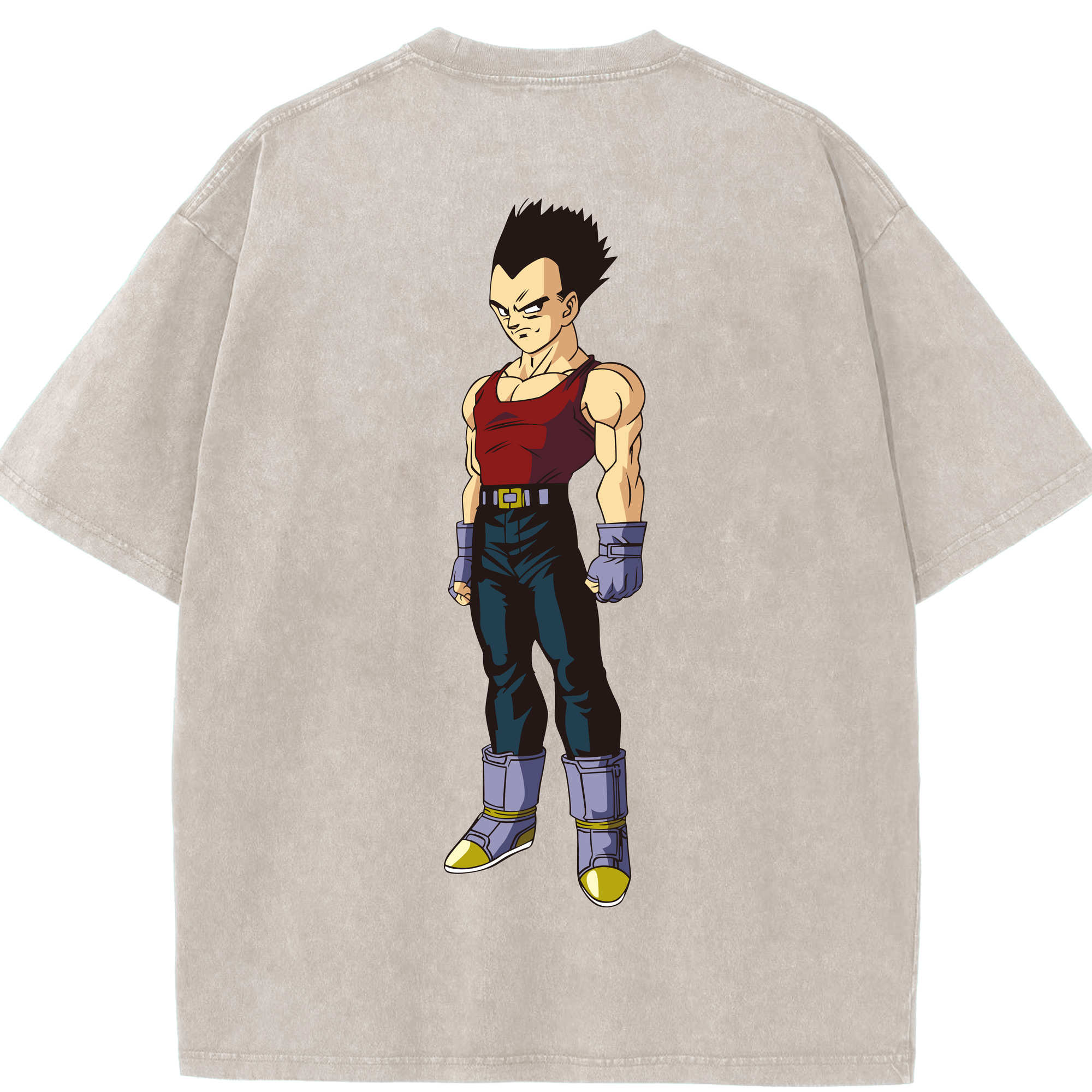 （画像用） ドラゴンボール ベジータ四世（Bejīta Yonsei）DRAGON BALL Vegeta IV 綿100% ヴィンテージ風 半袖Tシャツ（背面プリント）