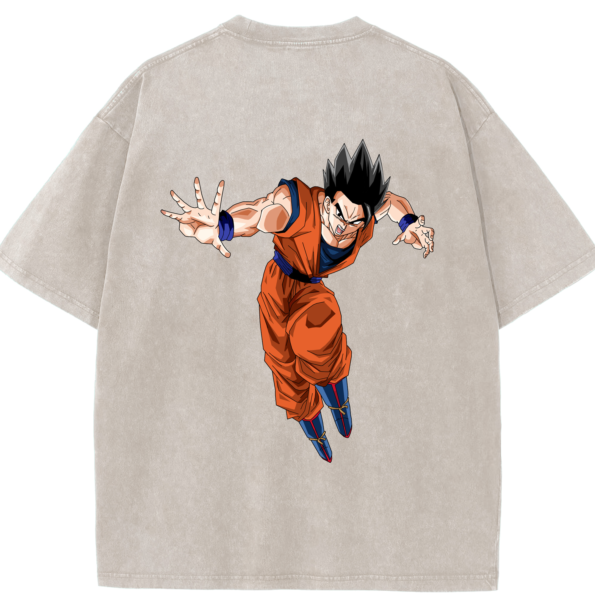 （画像用） ドラゴンボール 孫 悟飯（そんごはん）DRAGON BALL Son Gohan 綿100% ヴィンテージ風 半袖Tシャツ（背面プリント）