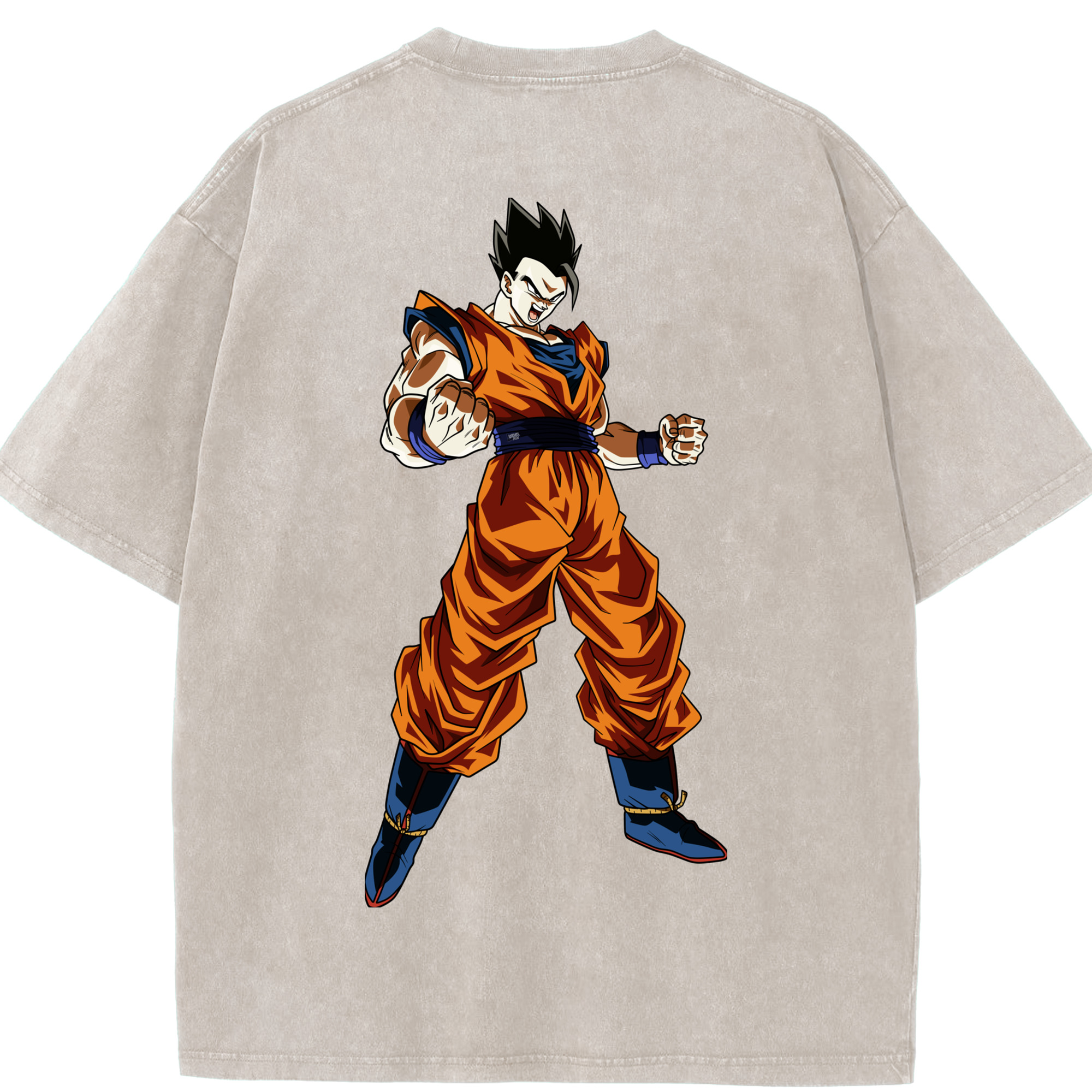 （画像用） ドラゴンボール 孫 悟飯（そんごはん）DRAGON BALL Son Gohan 綿100% ヴィンテージ風 半袖Tシャツ（背面プリント）