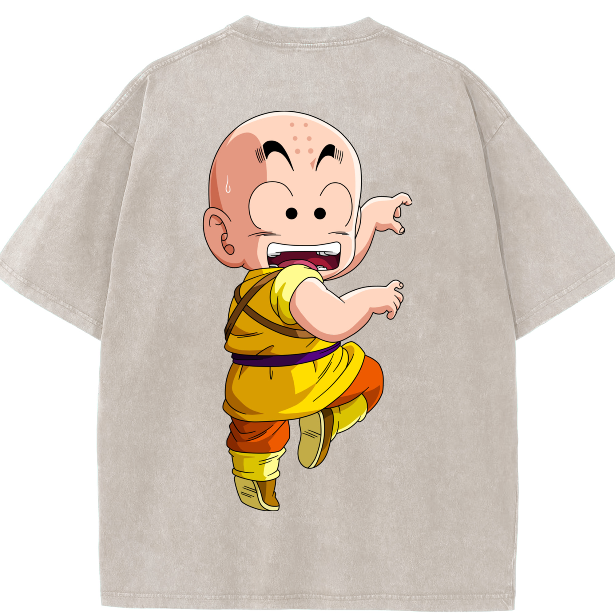 （画像用） ドラゴンボール クリリン DRAGON BALL krillin 綿100% ヴィンテージ風 半袖Tシャツ（背面プリント）