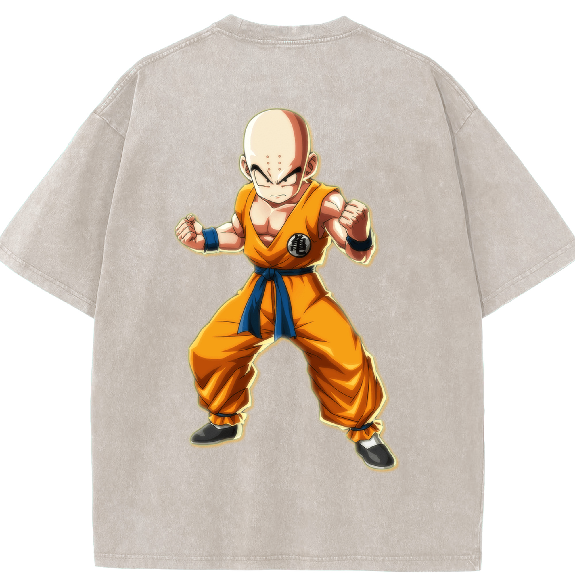 （画像用） ドラゴンボール クリリン DRAGON BALL krillin 綿100% ヴィンテージ風 半袖Tシャツ（背面プリント）