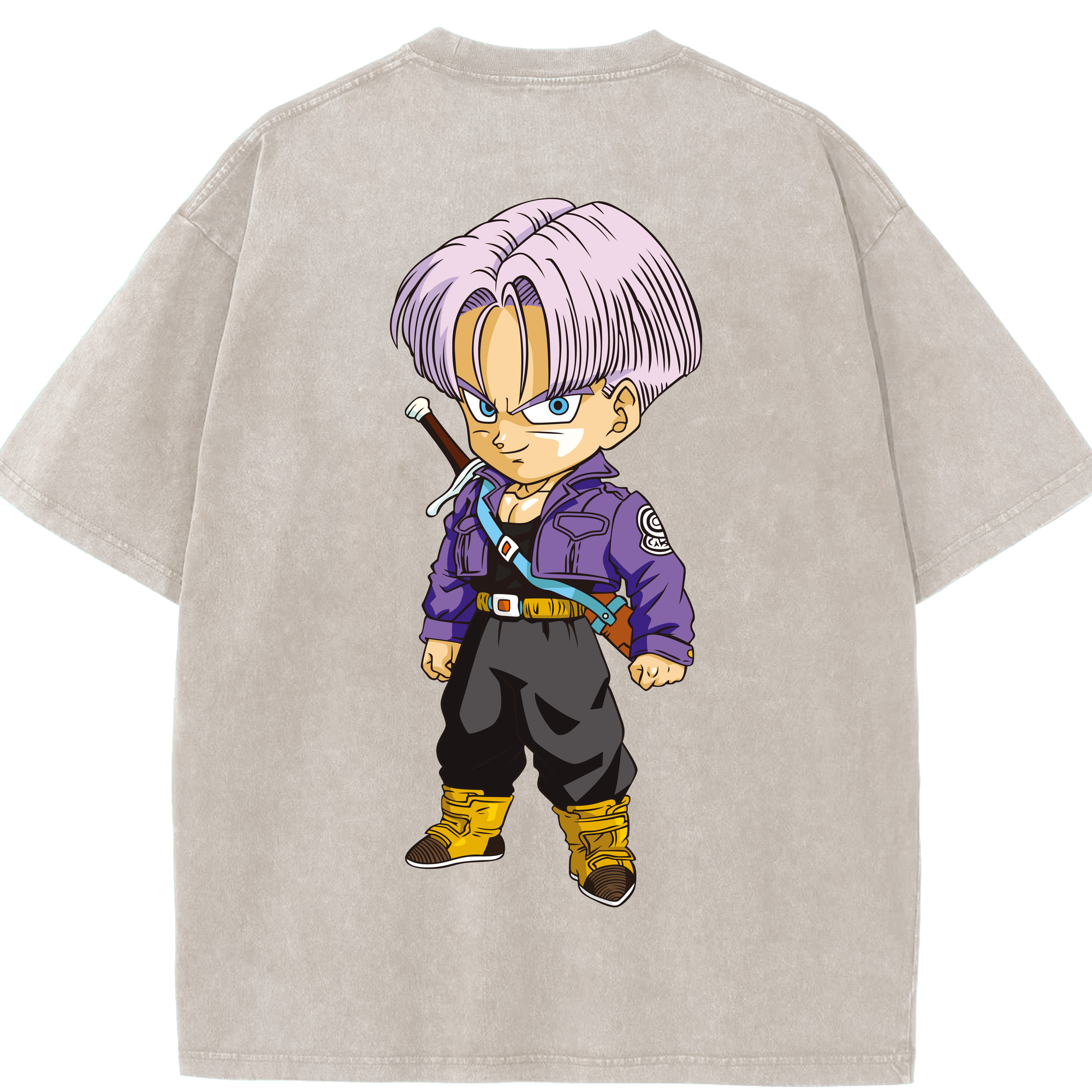（画像用） ドラゴンボール トランクス（Torankusu）DRAGON BALL Trunks 綿100% ヴィンテージ風 半袖Tシャツ（背面プリント）