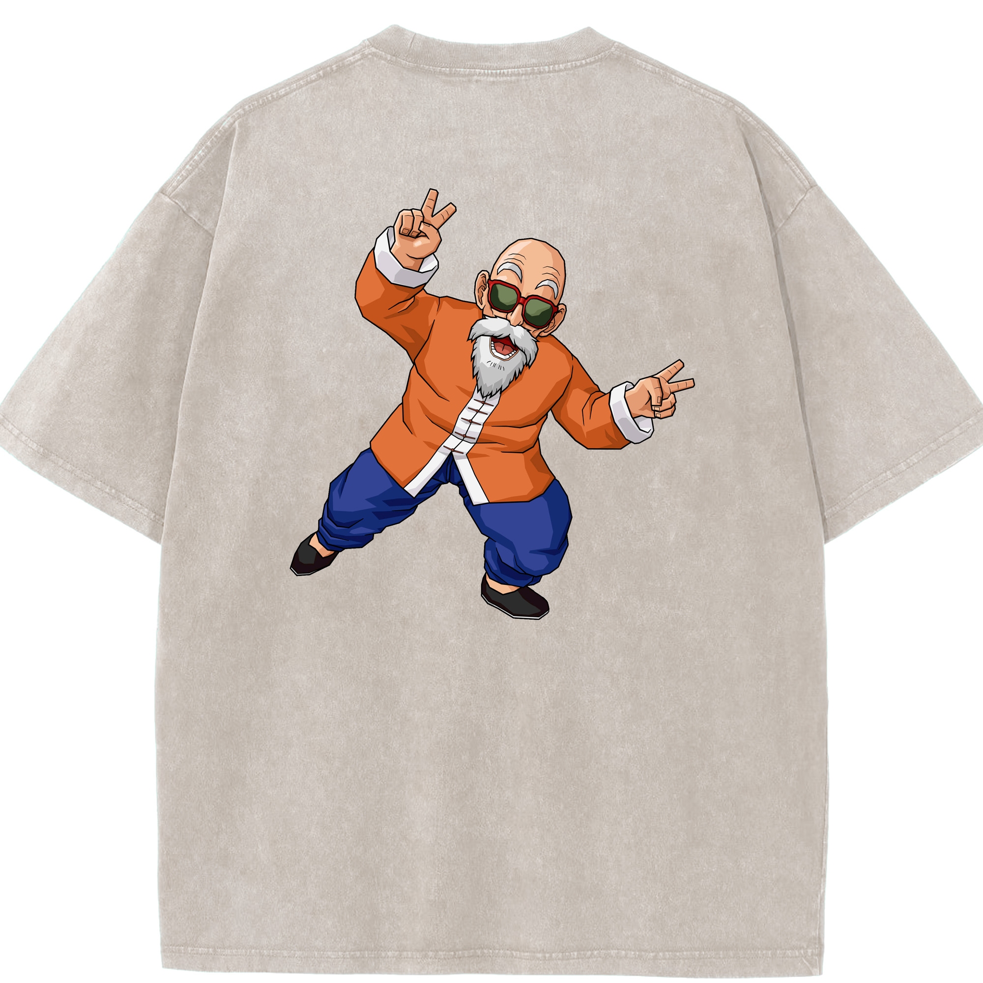 （画像用） ドラゴンボール 亀仙人（かめせんにん） DRAGON BALL Master Roshi Kame Sennin 綿100% ヴィンテージ風 半袖Tシャツ（背面プリント）