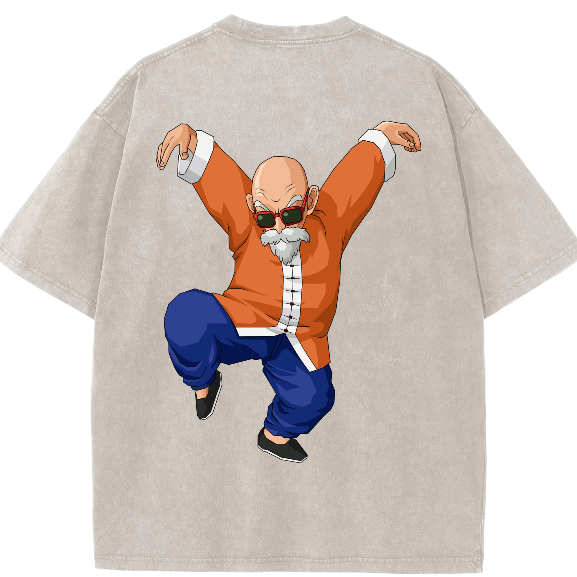 （画像用） ドラゴンボール 亀仙人（かめせんにん） DRAGON BALL Master Roshi Kame Sennin 綿100% ヴィンテージ風 半袖Tシャツ（背面プリント）