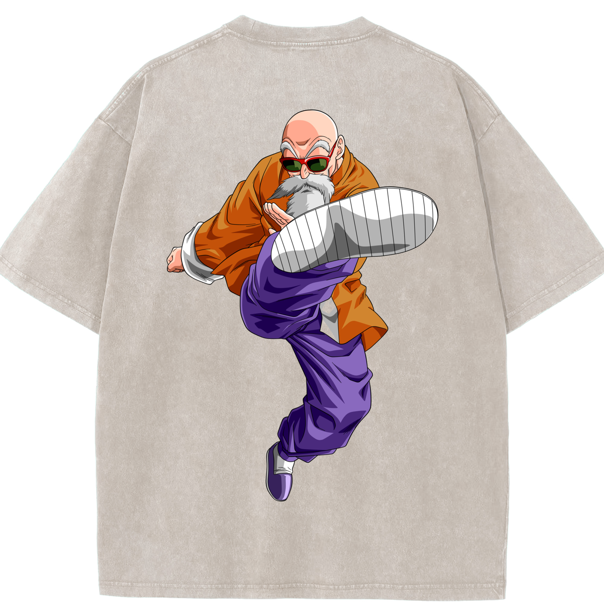 （画像用） ドラゴンボール 亀仙人（かめせんにん） DRAGON BALL Master Roshi Kame Sennin 綿100% ヴィンテージ風 半袖Tシャツ（背面プリント）