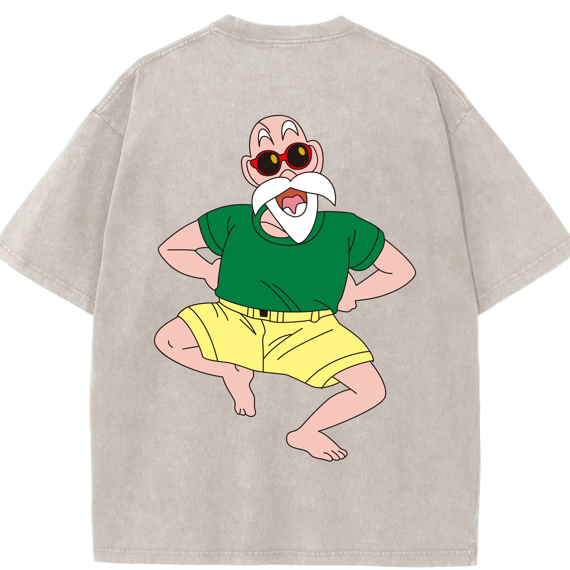 （画像用） ドラゴンボール 亀仙人（かめせんにん） DRAGON BALL Master Roshi Kame Sennin 綿100% ヴィンテージ風 半袖Tシャツ（背面プリント）