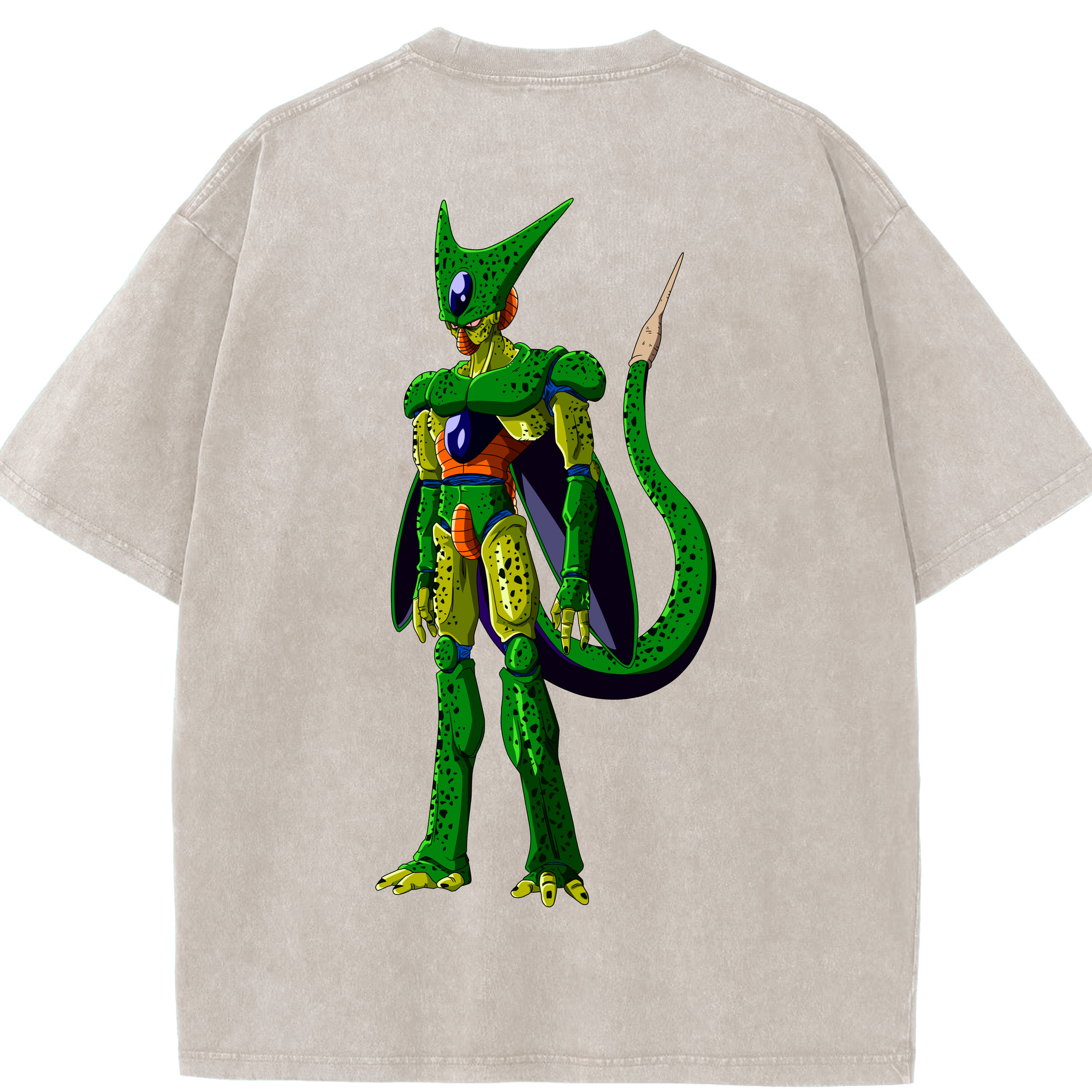 （画像用） ドラゴンボール セル DRAGON BALL Cell 綿100% ヴィンテージ風 半袖Tシャツ（背面プリント）