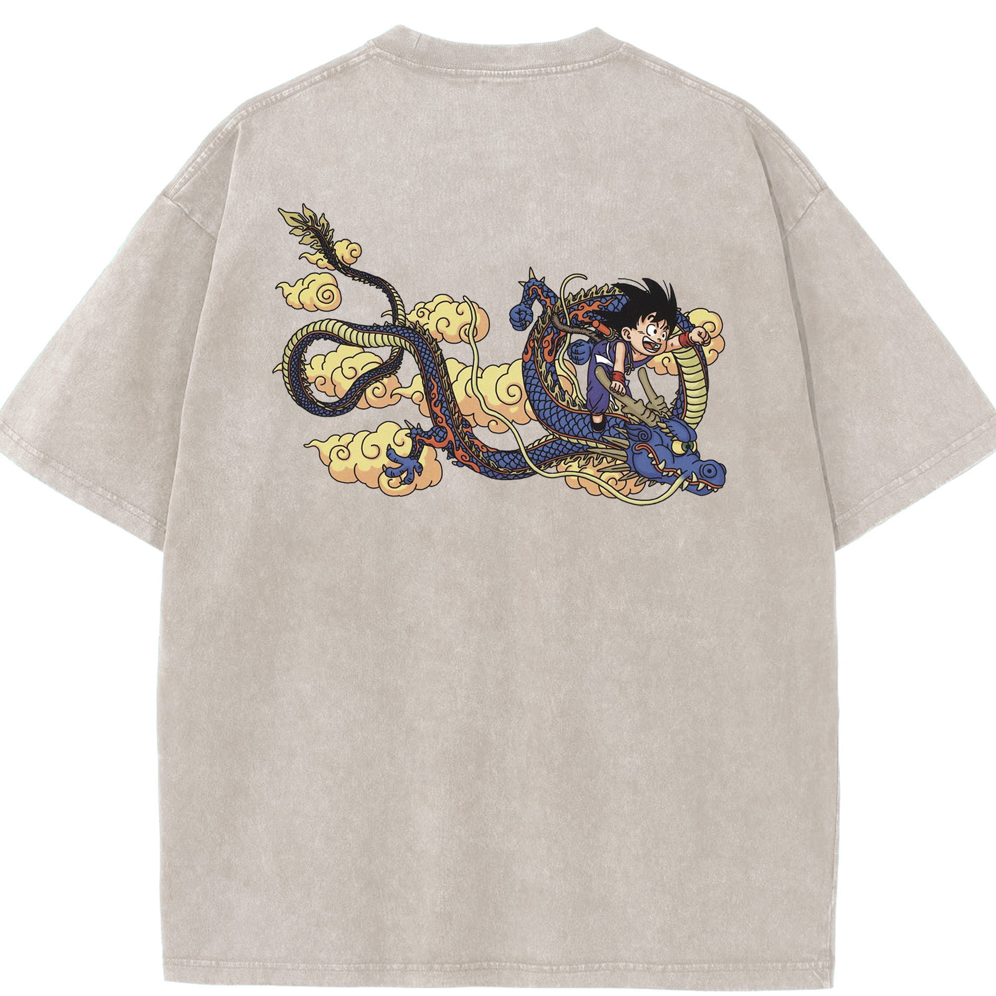 （画像用） ドラゴンボール 神龍 シェンロン DRAGON BALL Shenron 綿100% ヴィンテージ風 半袖Tシャツ（背面プリント）