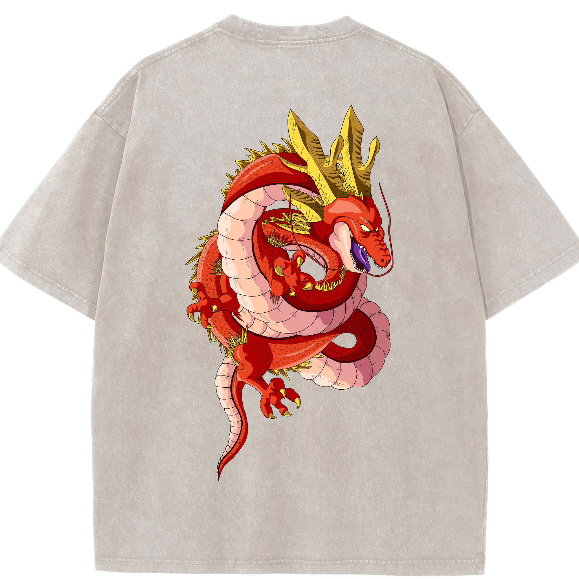 ドラゴンボール 神龍 シェンロン DRAGON BALL Shenron 綿100% ヴィンテージ風 半袖Tシャツ（背面プリント）