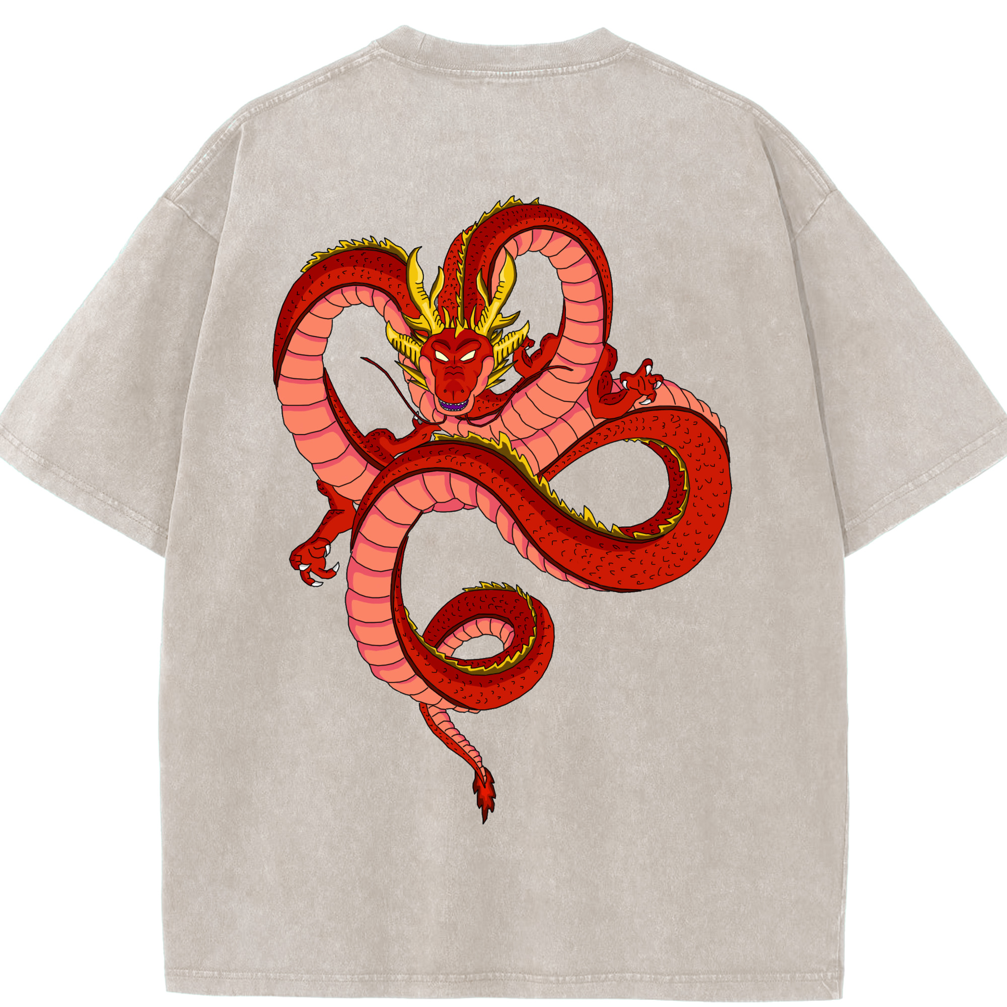ドラゴンボール 神龍 シェンロン DRAGON BALL Shenron 綿100% ヴィンテージ風 半袖Tシャツ（背面プリント）