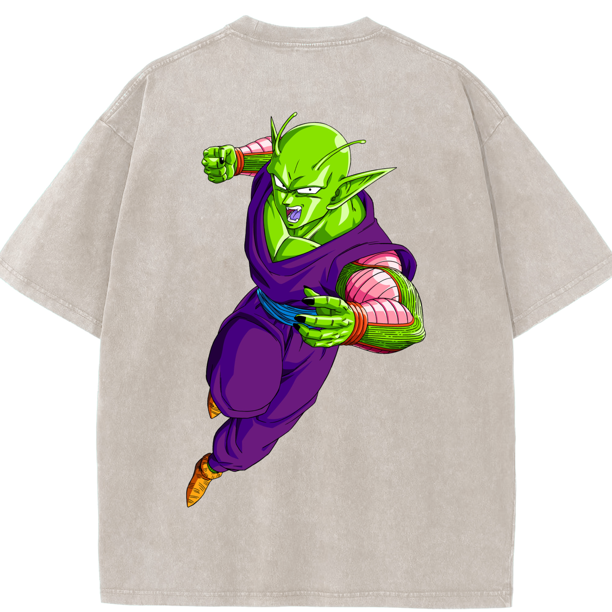 （画像用） ドラゴンボール ピッコロ DRAGON BALL Piccolo 綿100% ヴィンテージ風 半袖Tシャツ（背面プリント）