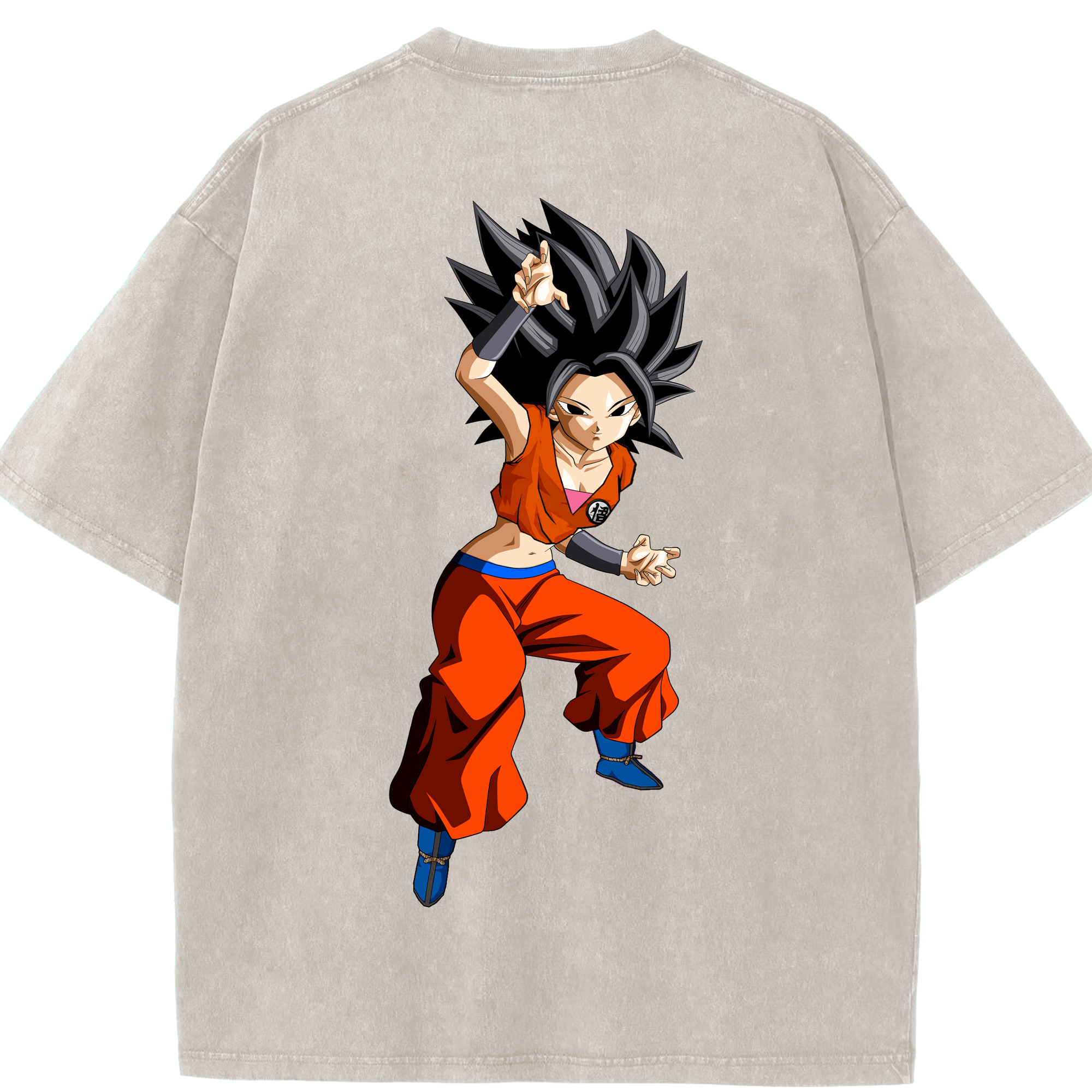 （画像用） ドラゴンボール カリフラ DRAGON BALL Caulifla 綿100% ヴィンテージ風 半袖Tシャツ（背面プリント）