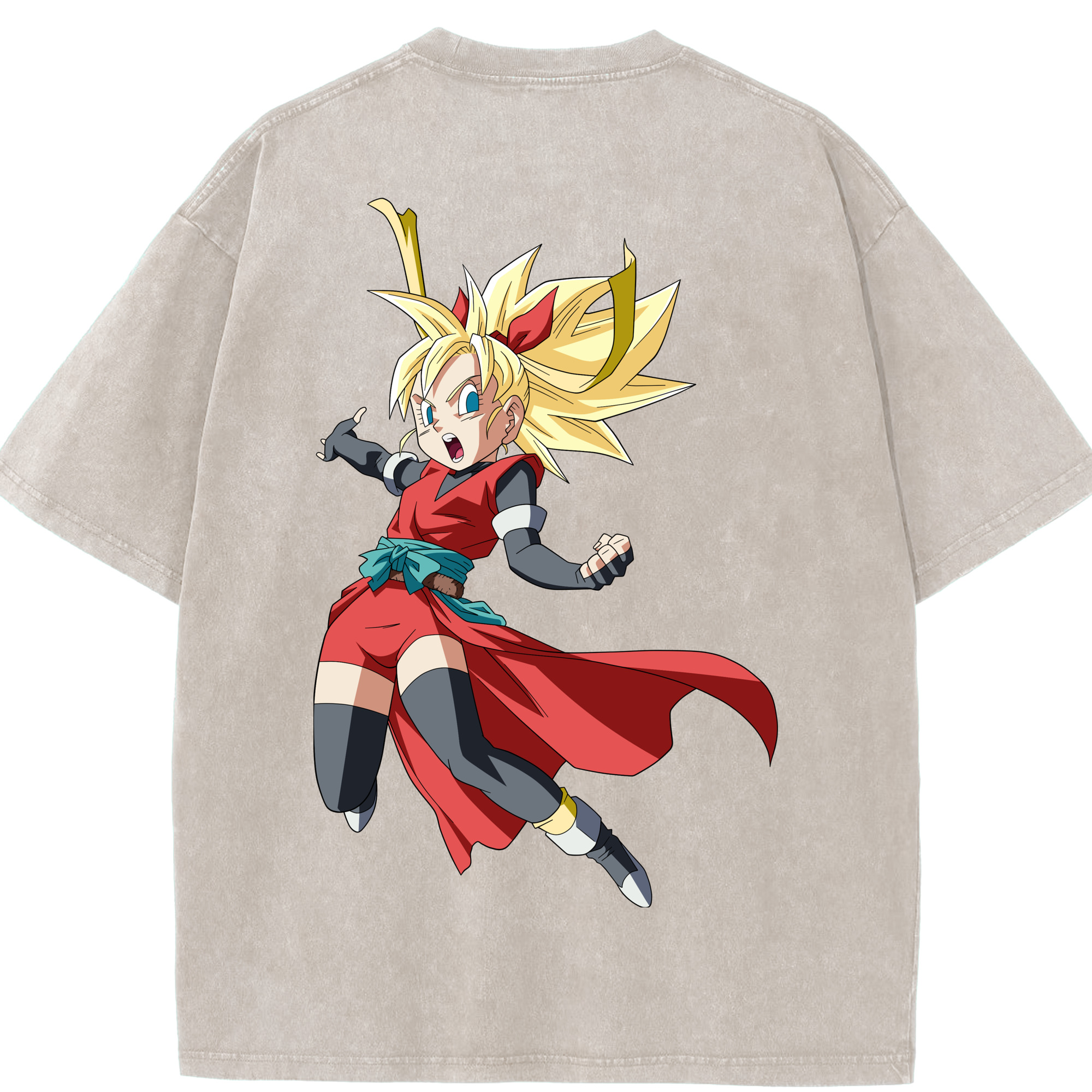 （画像用） ドラゴンボール カリフラ DRAGON BALL Caulifla 綿100% ヴィンテージ風 半袖Tシャツ（背面プリント）