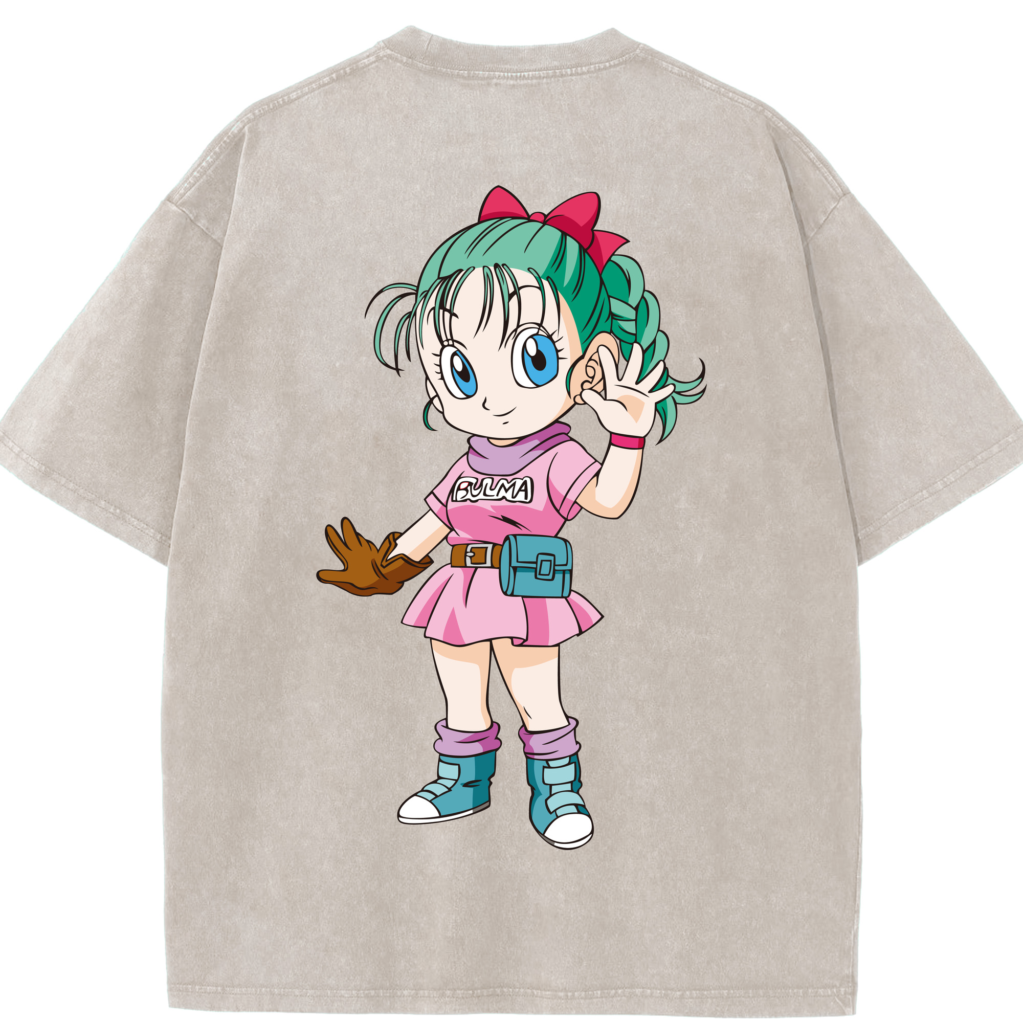 （画像用） ドラゴンボール ブルマ DRAGON BALL Bulma 綿100% ヴィンテージ風 半袖Tシャツ（背面プリント）