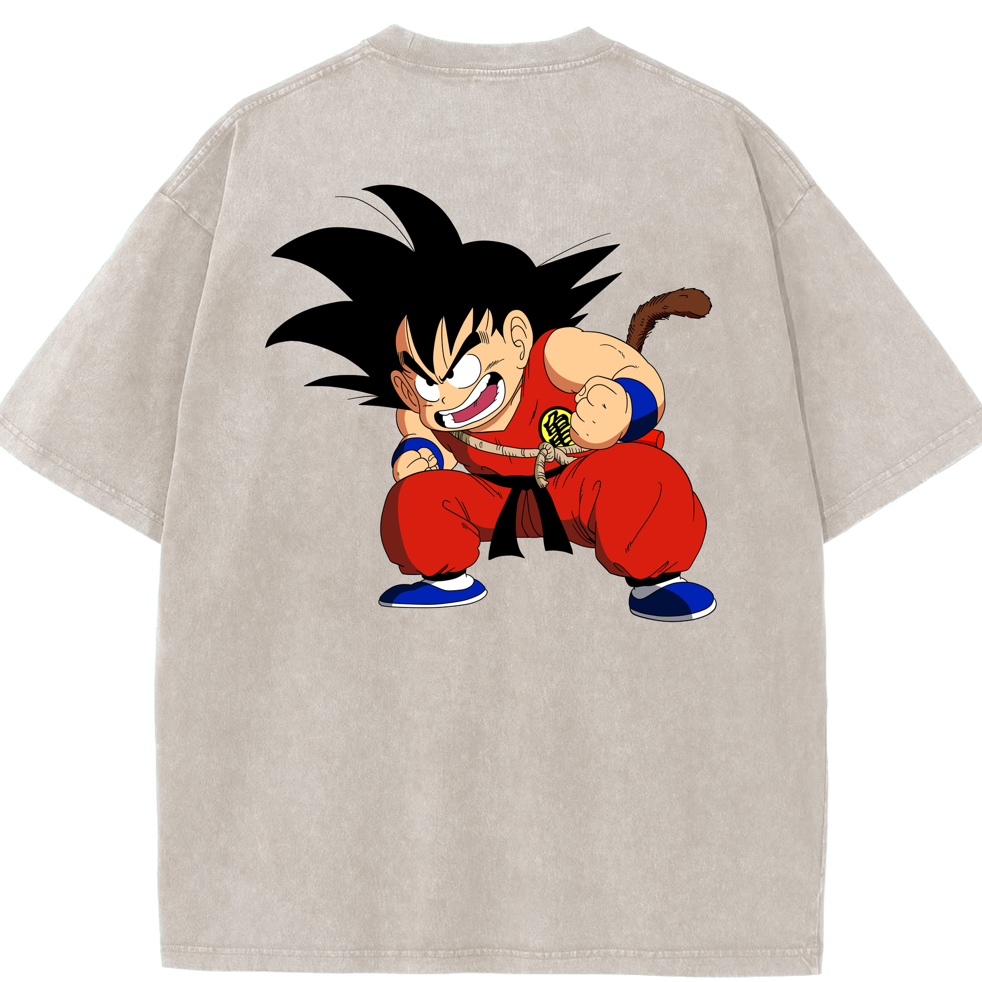 （画像用） ドラゴンボール 孫悟空（そん ごくう）Son Goku カカロット DRAGON BALL Kakarotto 綿100% ヴィンテージ風 半袖Tシャツ（背面プリント）