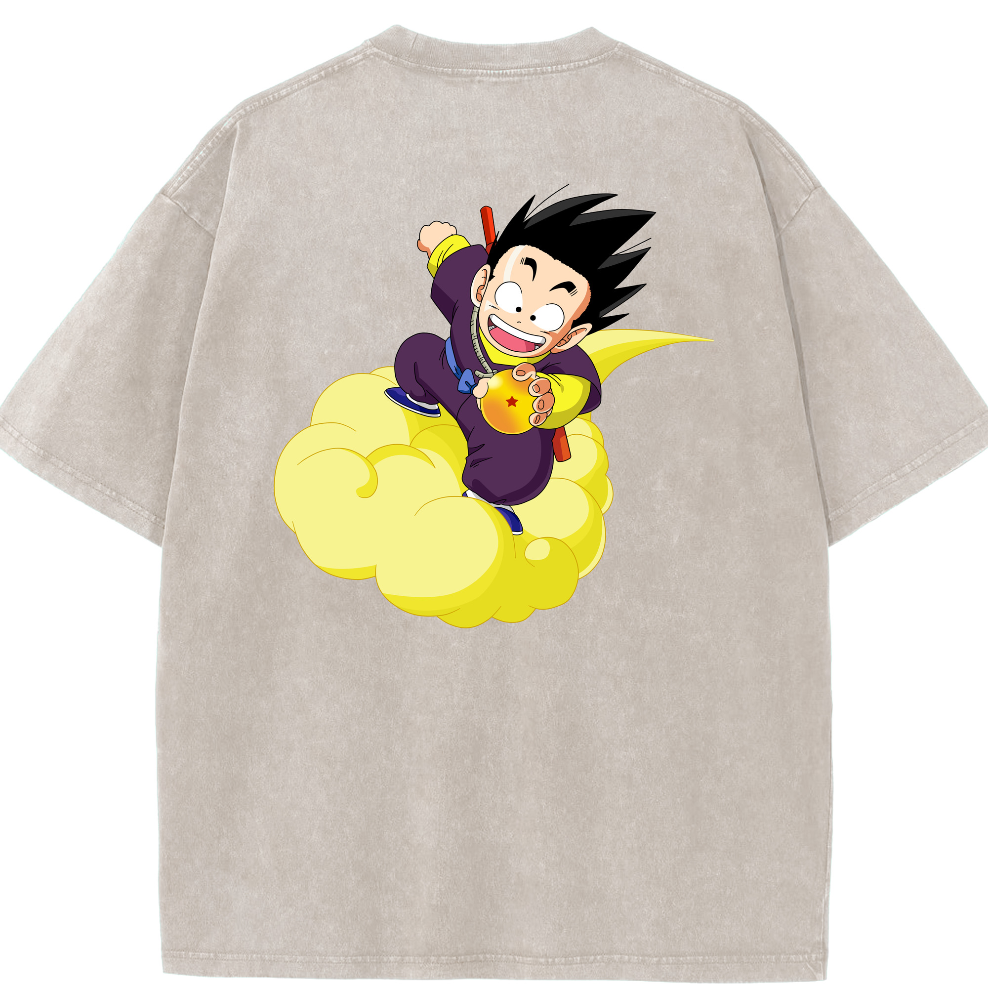 （画像用） ドラゴンボール 孫悟空（そん ごくう）Son Goku カカロット DRAGON BALL Kakarotto 綿100% ヴィンテージ風 半袖Tシャツ（背面プリント）