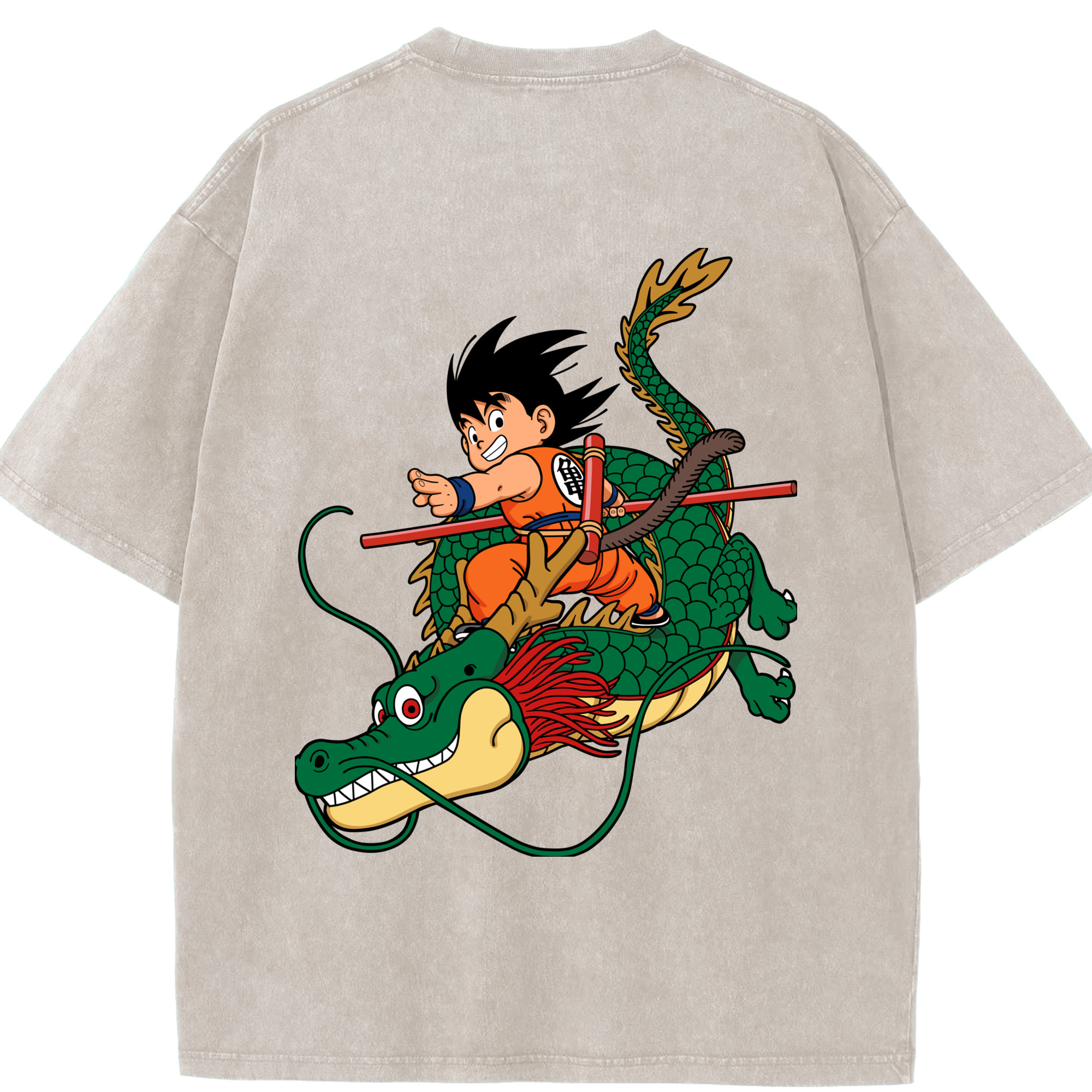 （画像用） ドラゴンボール 孫悟空（そん ごくう）Son Goku カカロット DRAGON BALL Kakarotto 綿100% ヴィンテージ風 半袖Tシャツ（背面プリント）