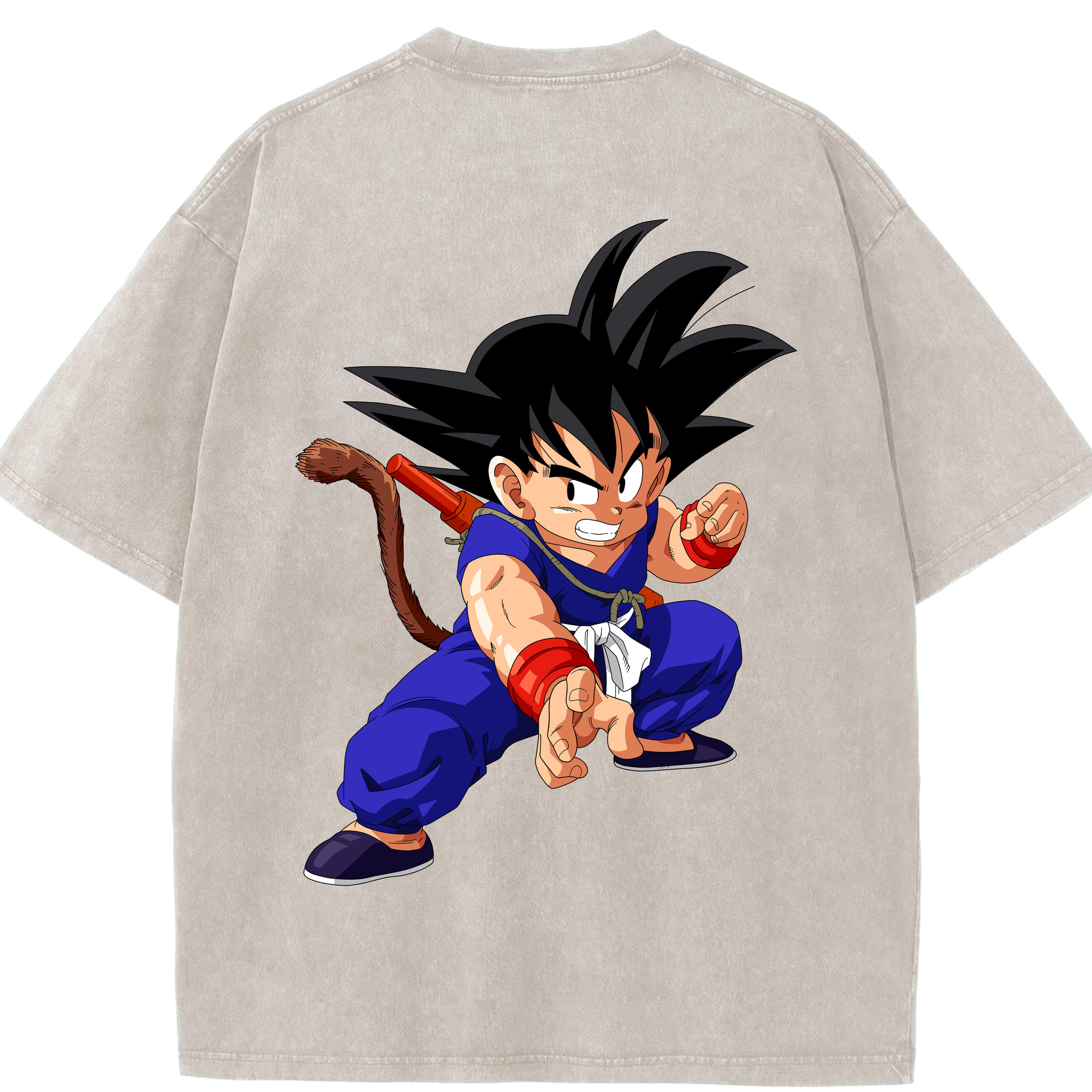 （画像用） ドラゴンボール 孫悟空（そん ごくう）Son Goku カカロット DRAGON BALL Kakarotto 綿100% ヴィンテージ風 半袖Tシャツ（背面プリント）