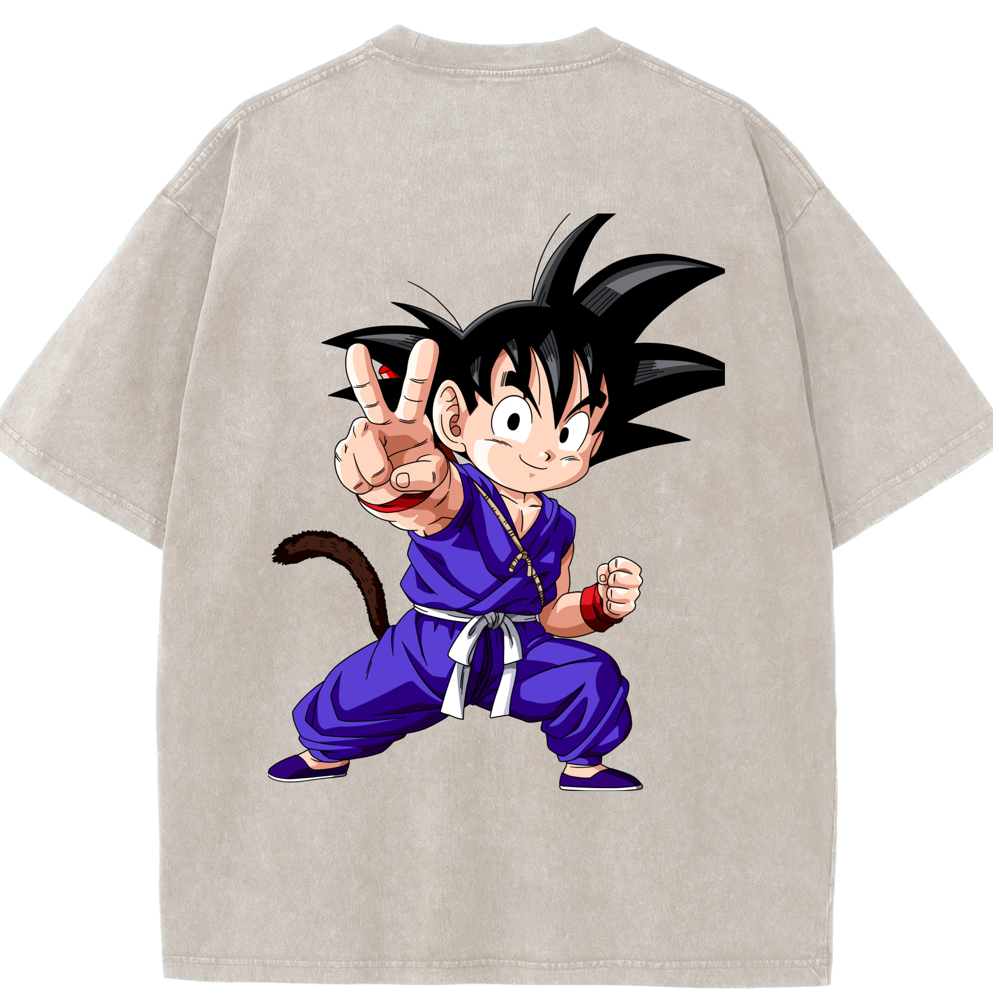 （画像用） ドラゴンボール 孫悟空（そん ごくう）Son Goku カカロット DRAGON BALL Kakarotto 綿100% ヴィンテージ風 半袖Tシャツ（背面プリント）