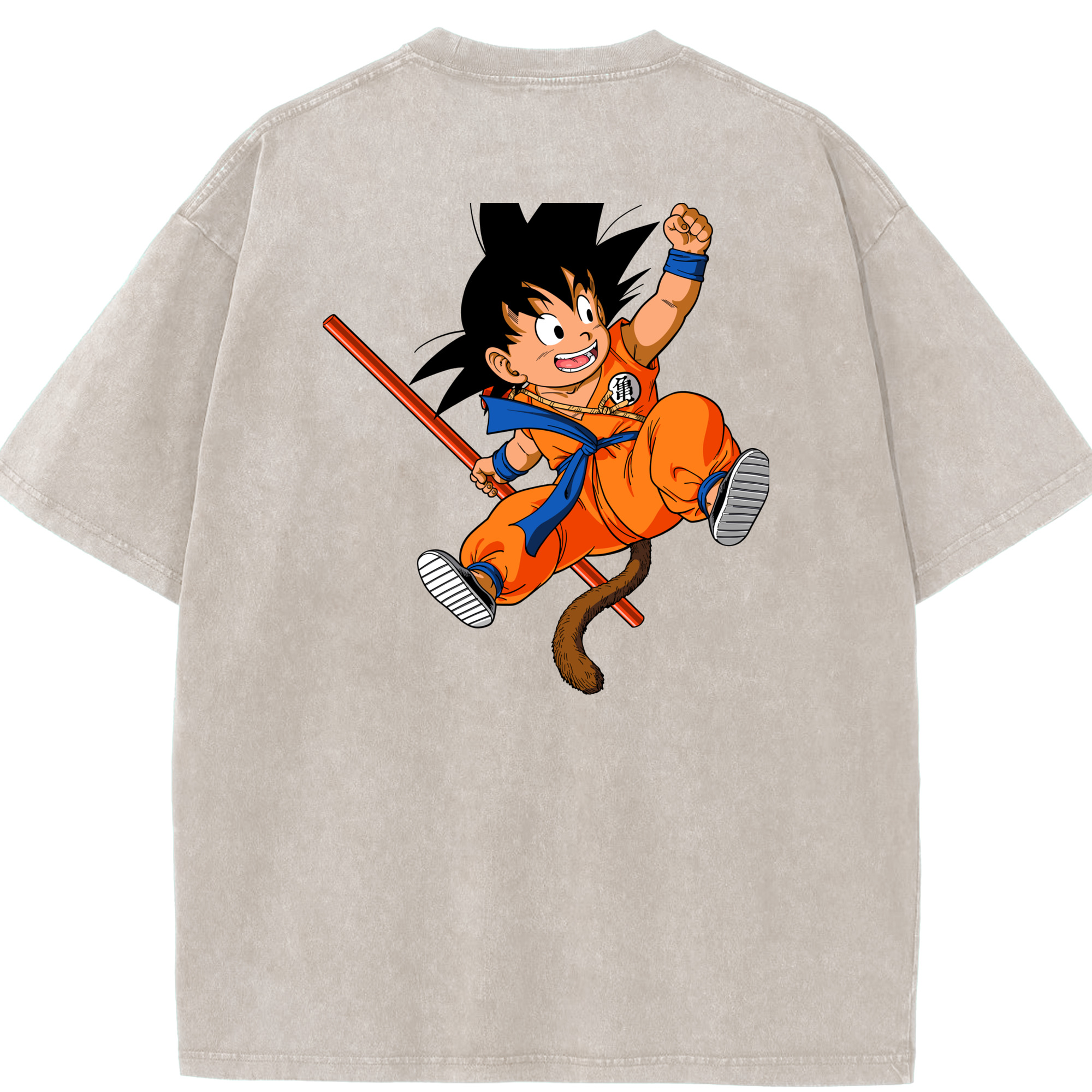 （画像用） ドラゴンボール 孫悟空（そん ごくう）Son Goku カカロット DRAGON BALL Kakarotto 綿100% ヴィンテージ風 半袖Tシャツ（背面プリント）