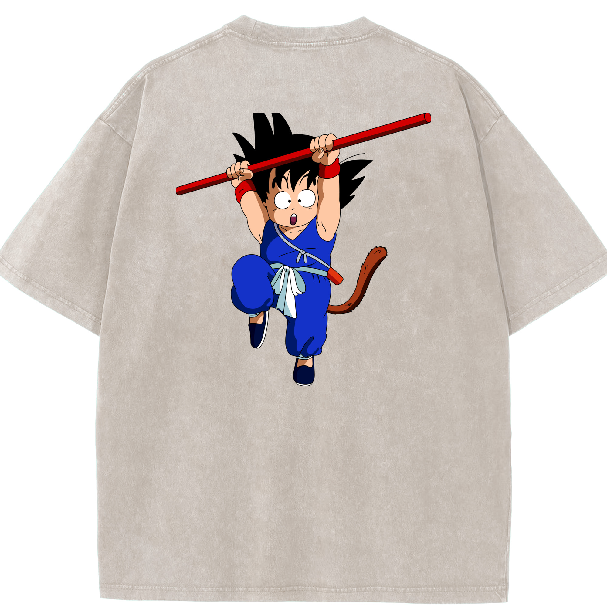 （画像用） ドラゴンボール 孫悟空（そん ごくう）Son Goku カカロット DRAGON BALL Kakarotto 綿100% ヴィンテージ風 半袖Tシャツ（背面プリント）