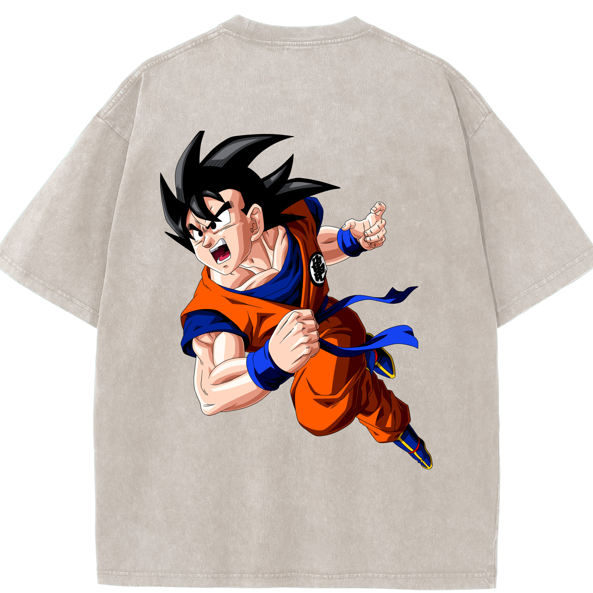 （画像用） ドラゴンボール 孫悟空（そん ごくう）Son Goku カカロット DRAGON BALL Kakarotto 綿100% ヴィンテージ風 半袖Tシャツ（背面プリント）