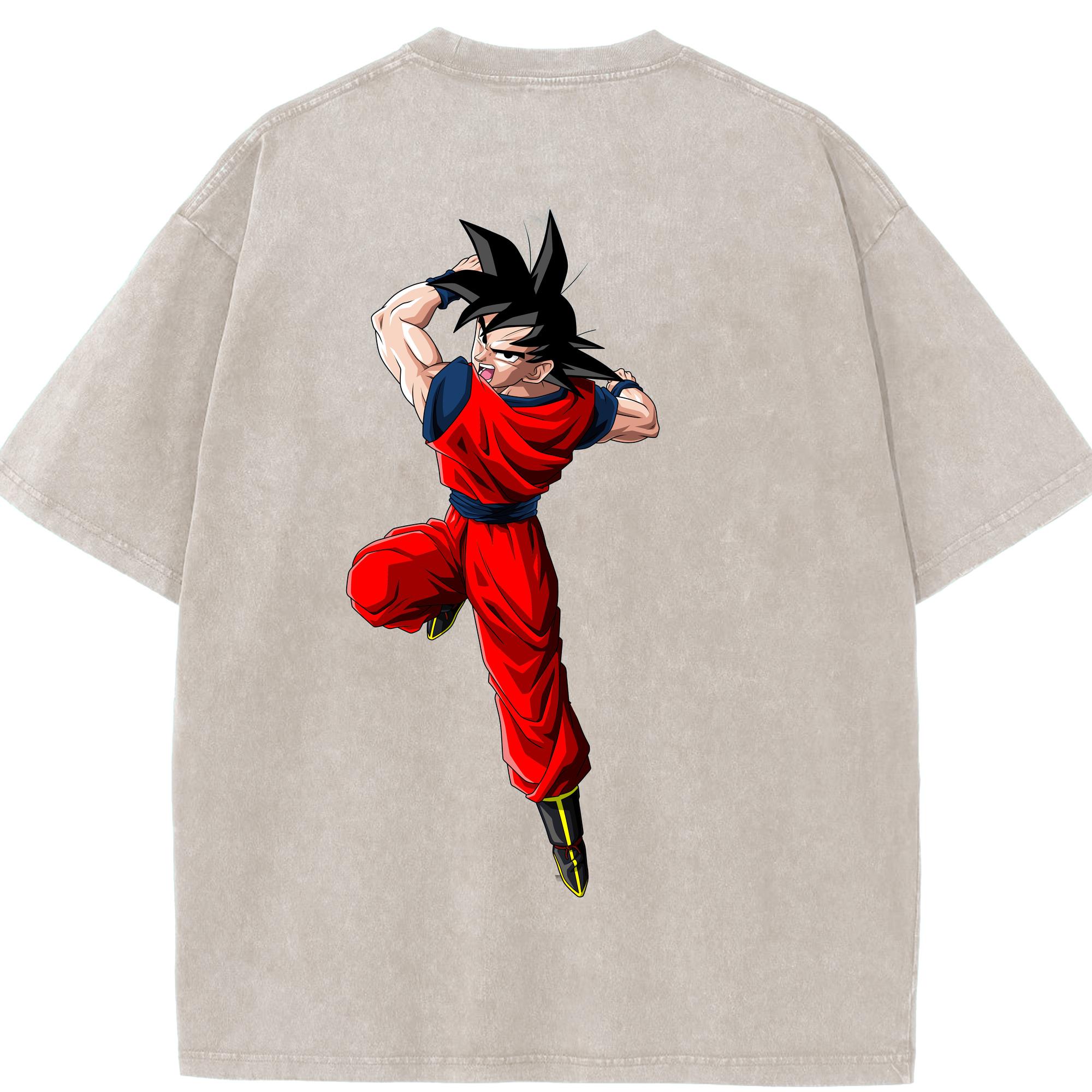 （画像用） ドラゴンボール 孫悟空（そん ごくう）Son Goku カカロット DRAGON BALL Kakarotto 綿100% ヴィンテージ風 半袖Tシャツ（背面プリント）
