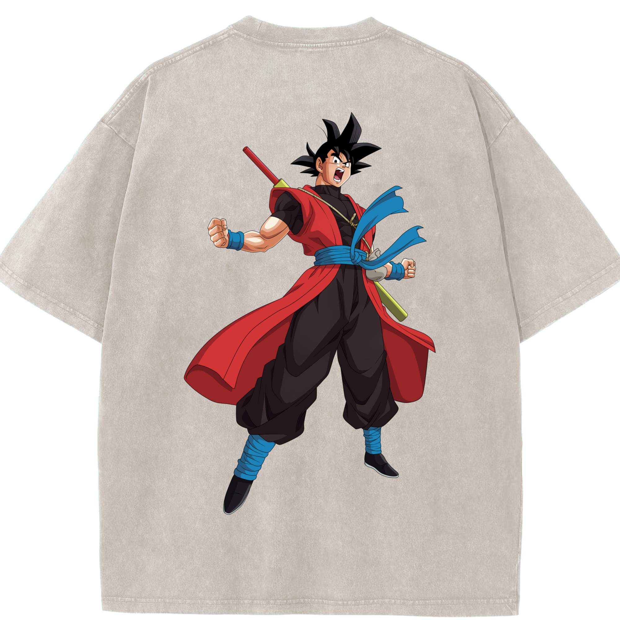 （画像用） ドラゴンボール 孫悟空（そん ごくう）Son Goku カカロット DRAGON BALL Kakarotto 綿100% ヴィンテージ風 半袖Tシャツ（背面プリント）