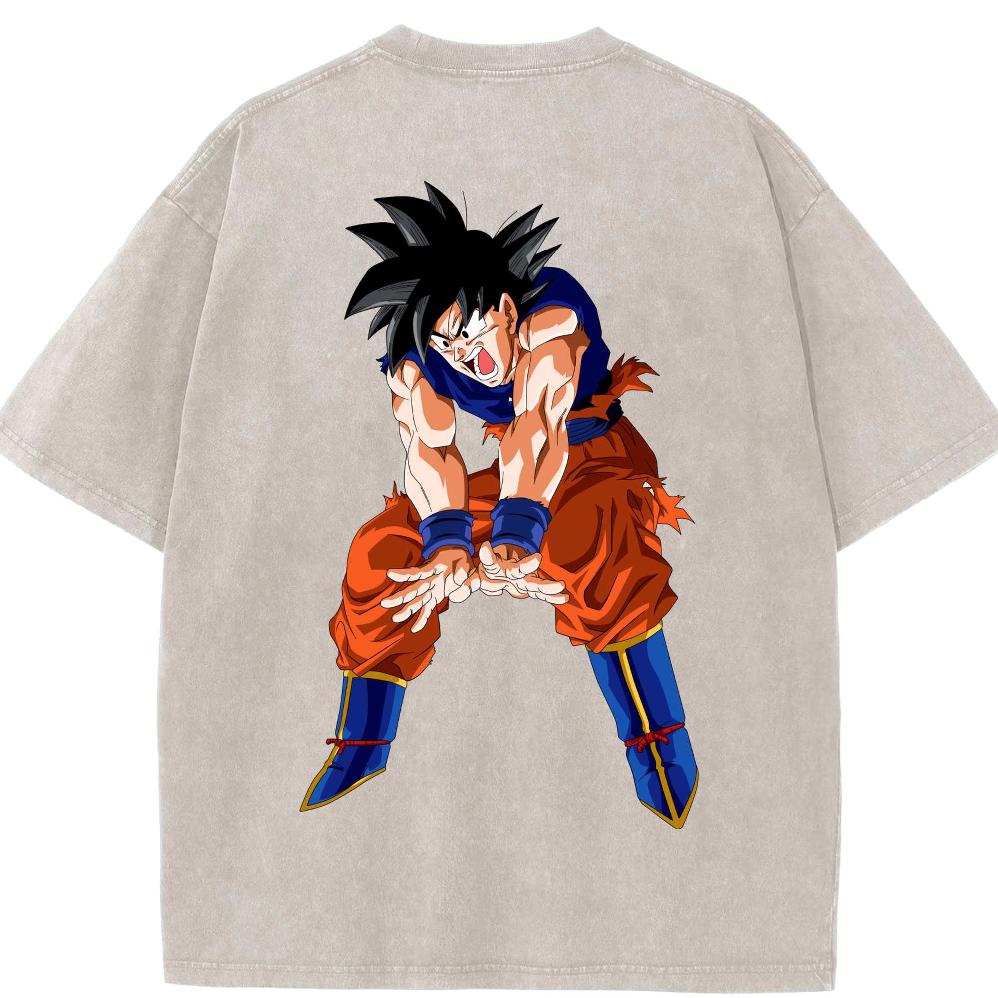 （画像用） ドラゴンボール 孫悟空（そん ごくう）Son Goku カカロット DRAGON BALL Kakarotto 綿100% ヴィンテージ風 半袖Tシャツ（背面プリント）