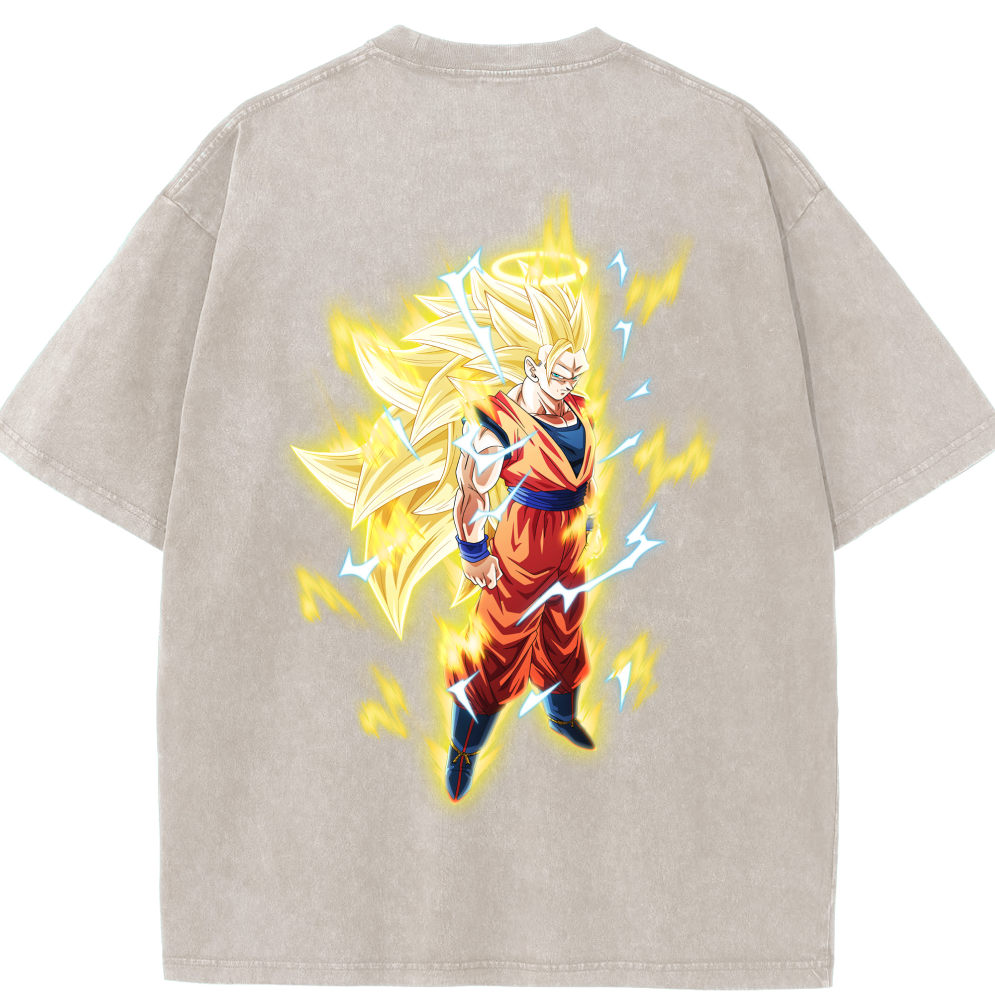 （画像用） ドラゴンボール 孫悟空（そん ごくう）Son Goku カカロット DRAGON BALL Kakarotto 綿100% ヴィンテージ風 半袖Tシャツ（背面プリント）