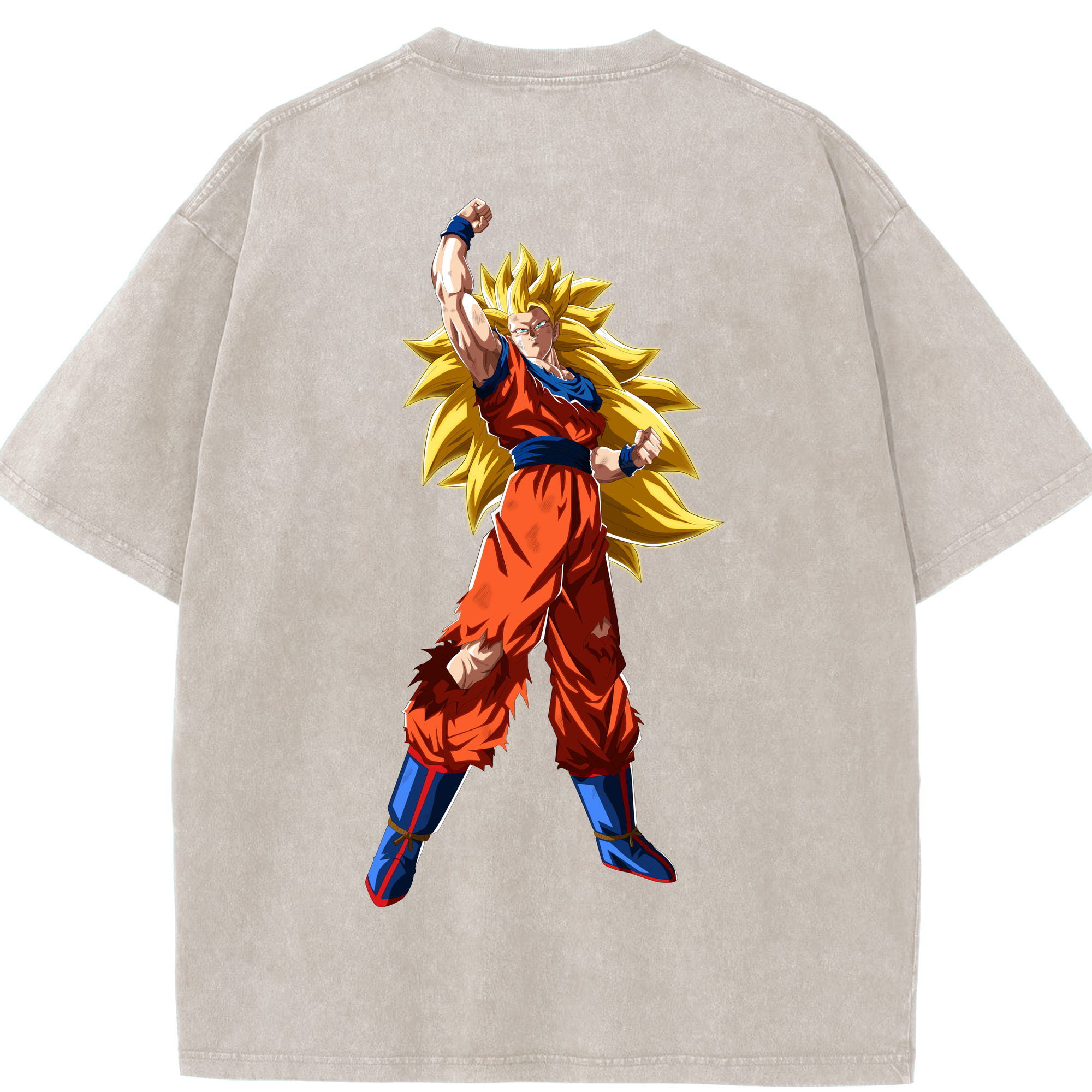 （画像用） ドラゴンボール 孫悟空（そん ごくう）Son Goku カカロット DRAGON BALL Kakarotto 綿100% ヴィンテージ風 半袖Tシャツ（背面プリント）