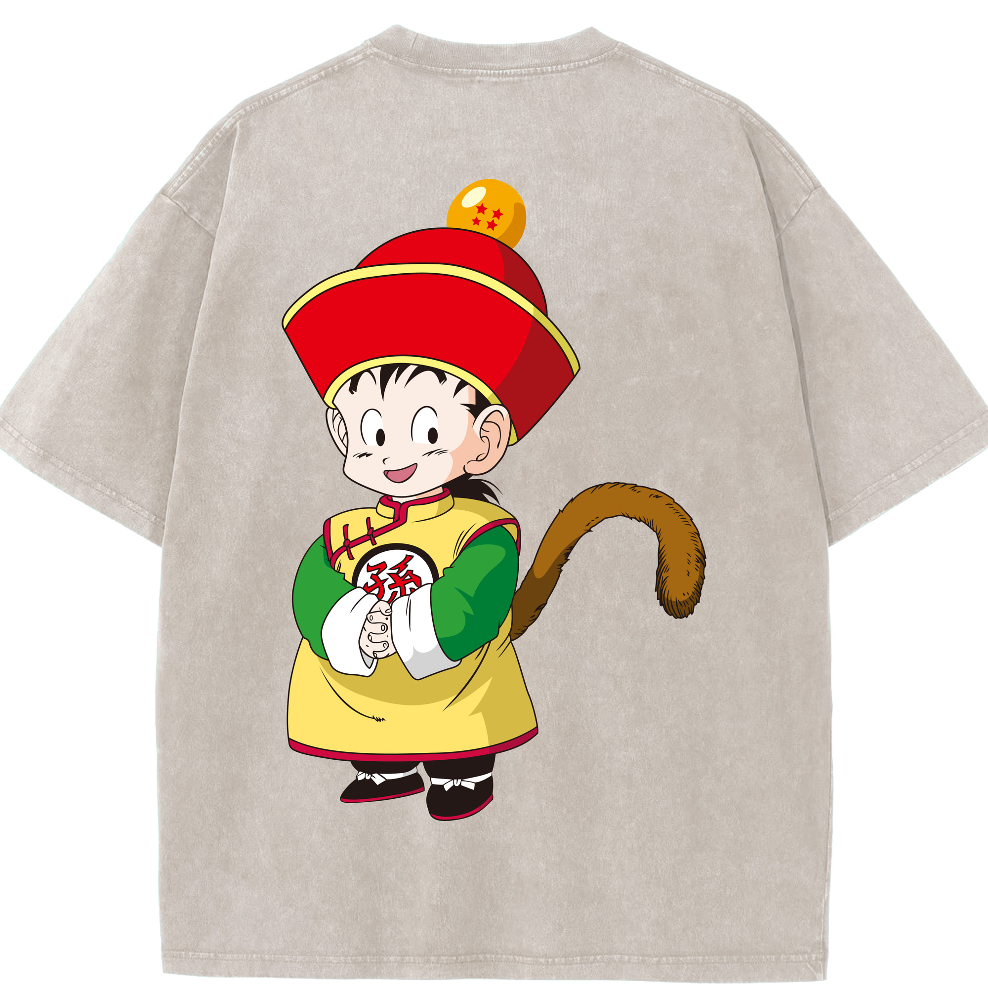 （画像用） ドラゴンボール 孫悟空（そん ごくう）Son Goku カカロット DRAGON BALL Kakarotto 綿100% ヴィンテージ風 半袖Tシャツ（背面プリント）