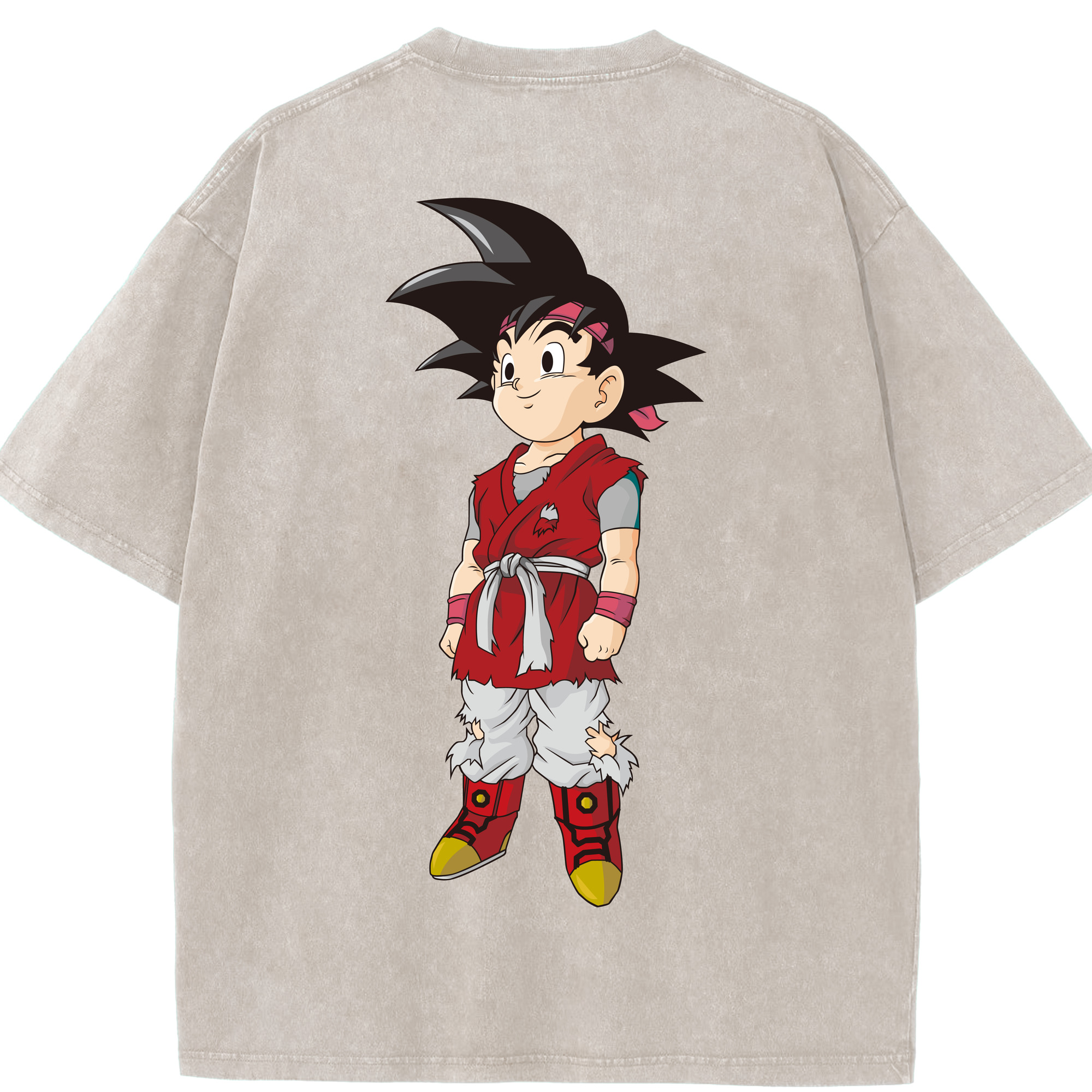 （画像用） ドラゴンボール 孫悟空（そん ごくう）Son Goku カカロット DRAGON BALL Kakarotto 綿100% ヴィンテージ風 半袖Tシャツ（背面プリント）